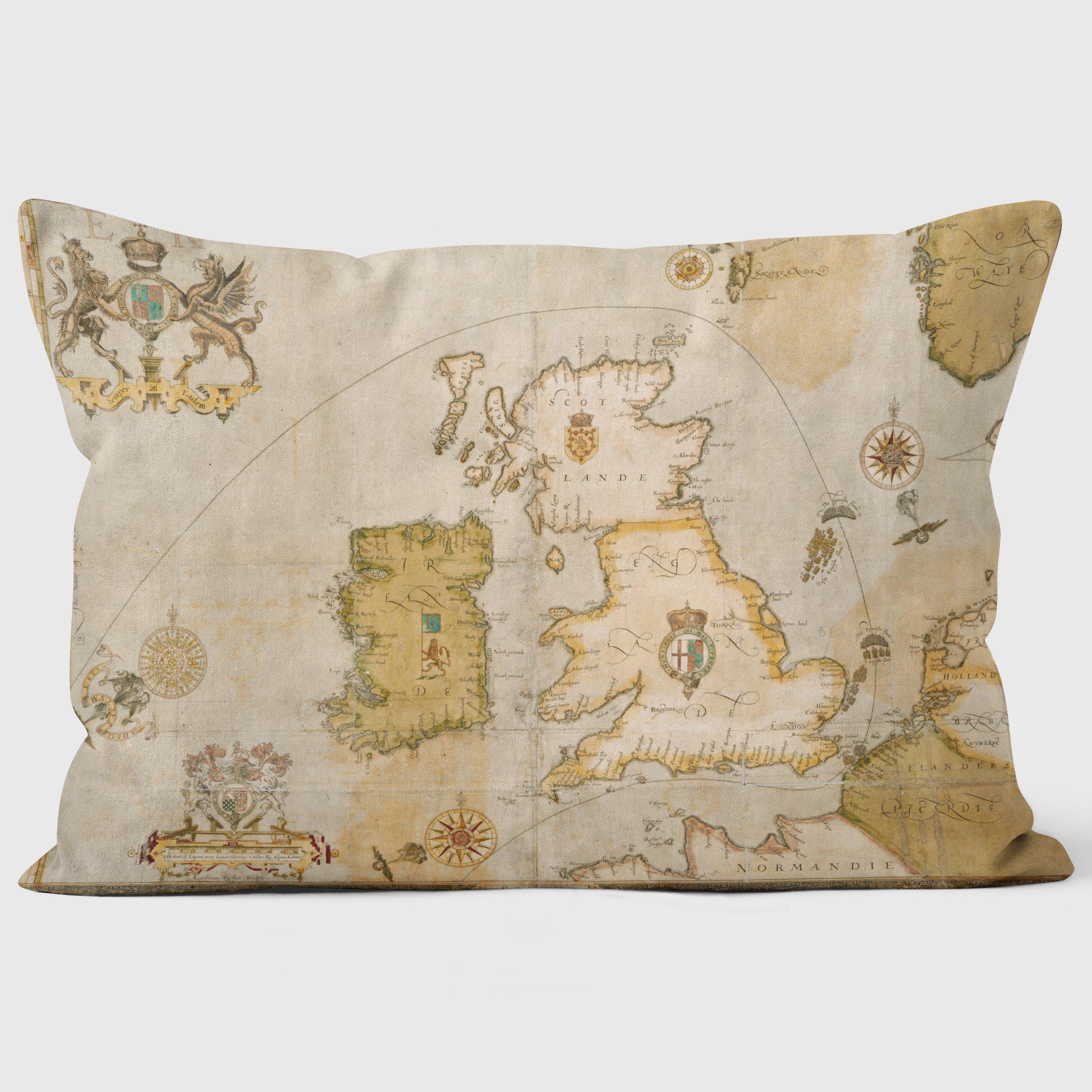1588 Spanish Armada Map - British Library Cushions - Handmade Cushions UK - WeLoveCushions