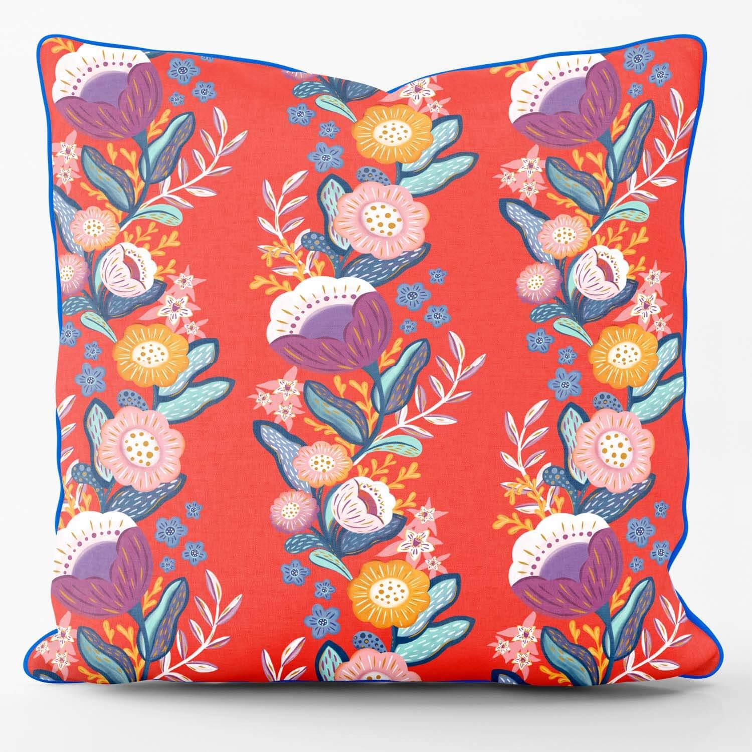 Apple Pie Poetry Red - House Of Turnowsky Outdoor Cushion - Handmade Cushions UK - WeLoveCushions