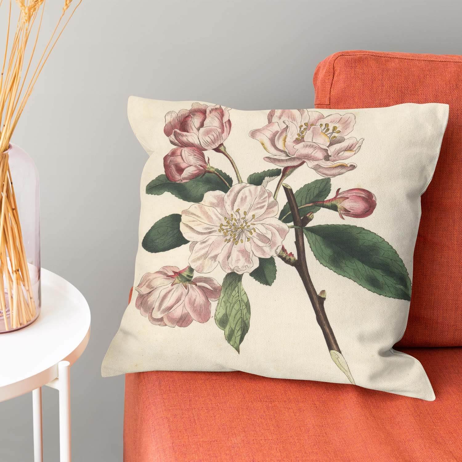 Chinese Flowering Apple Malus - Botanical Outdoor Cushion - Handmade Cushions UK - WeLoveCushions