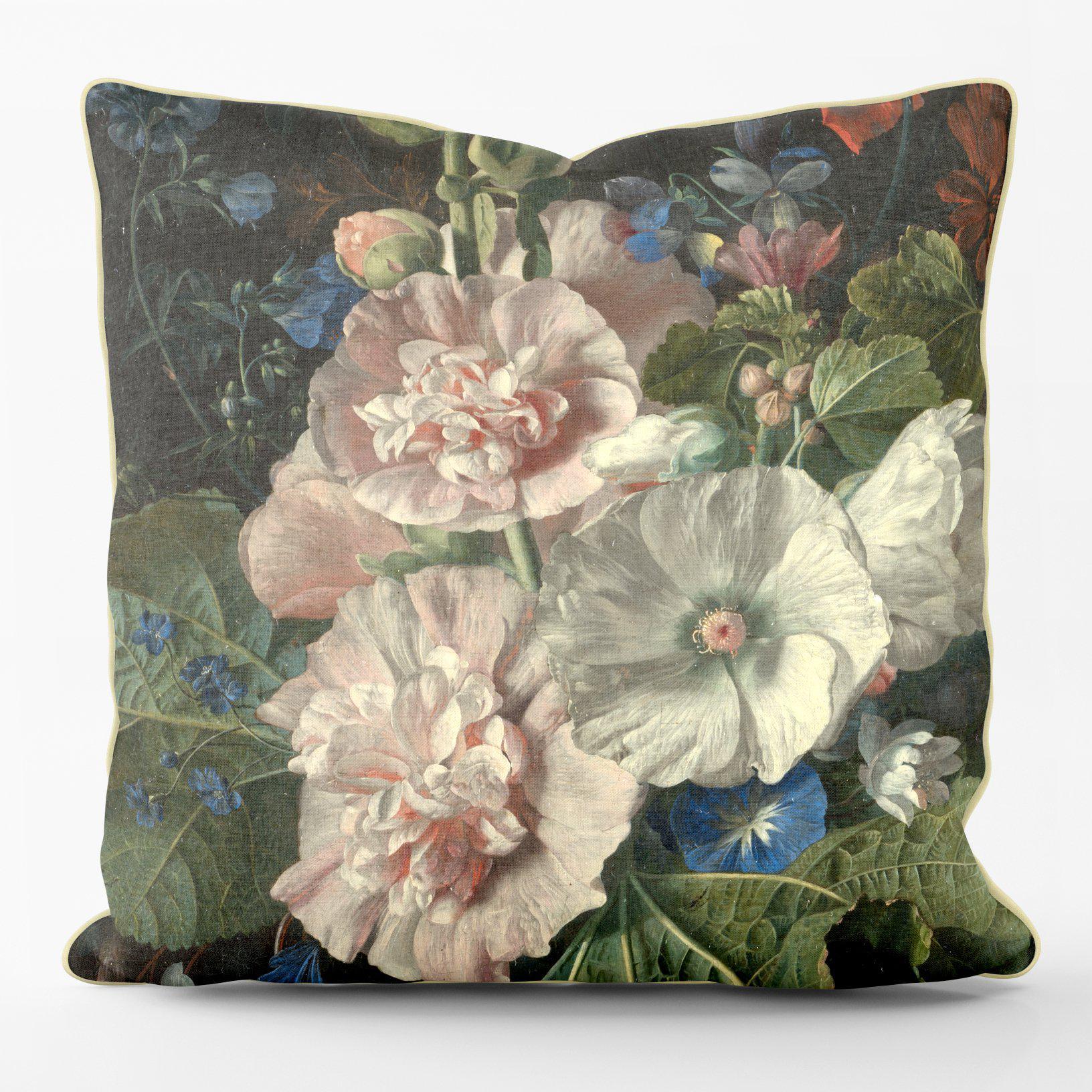 Luxe Black Hollyhocks - National Gallery Cushion - Handmade Cushions UK - WeLoveCushions