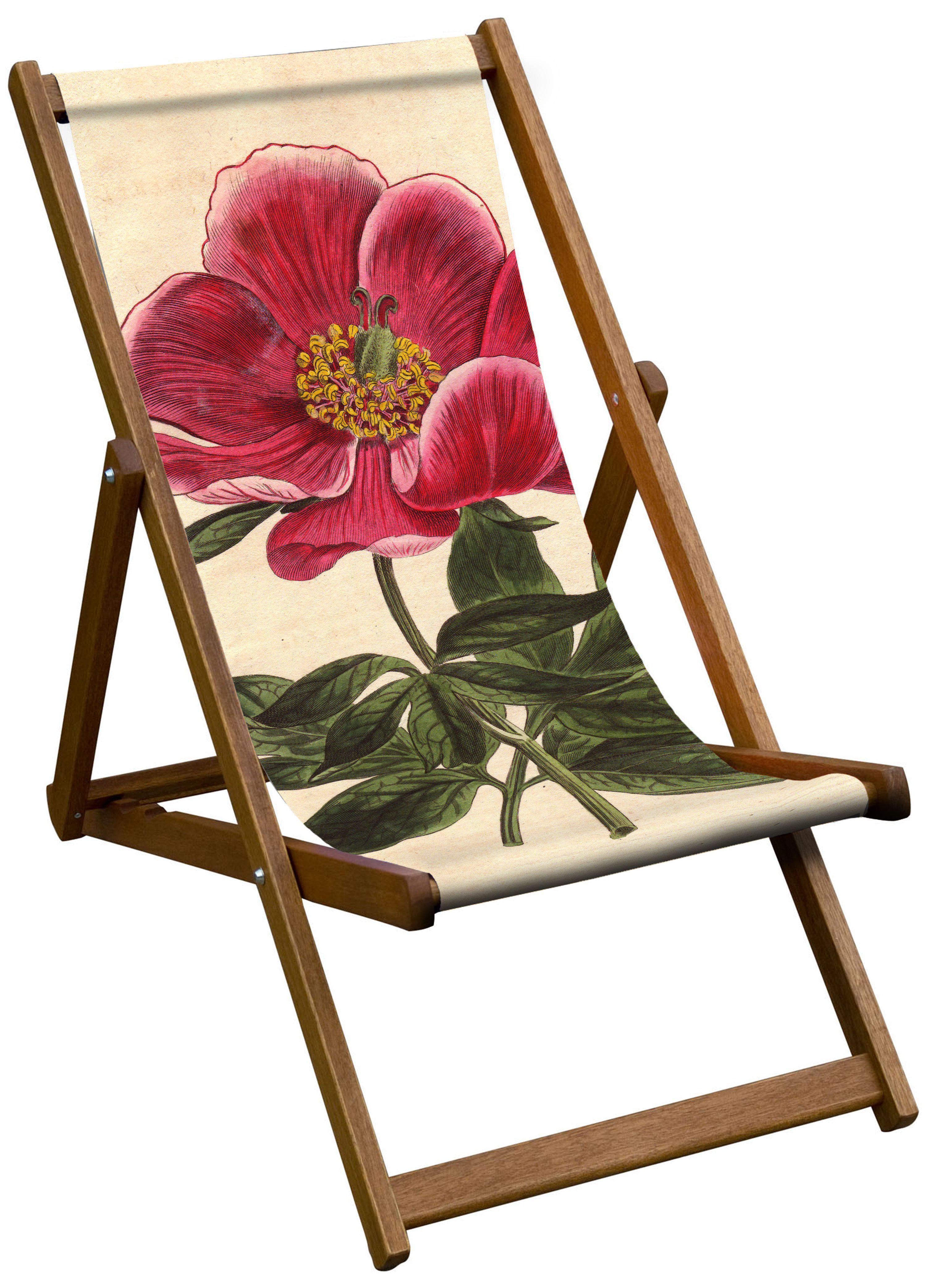 Crimson Flowered Peony - Botanical Designs Deckchair