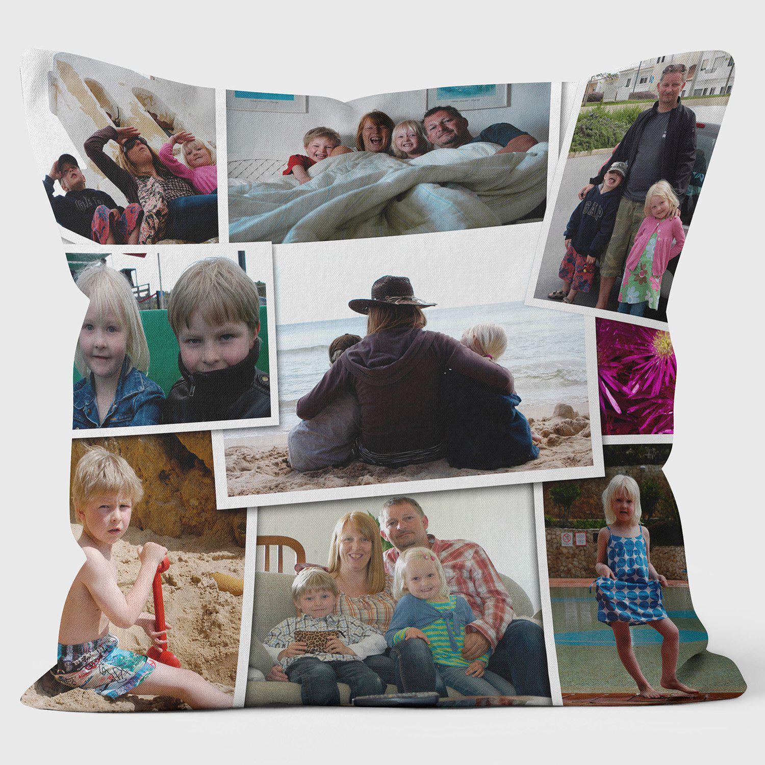 Photo Montage Collage Cushion Bespoke Layout Service - Luxury Photo Gift - Handmade Cushions UK - WeLoveCushions