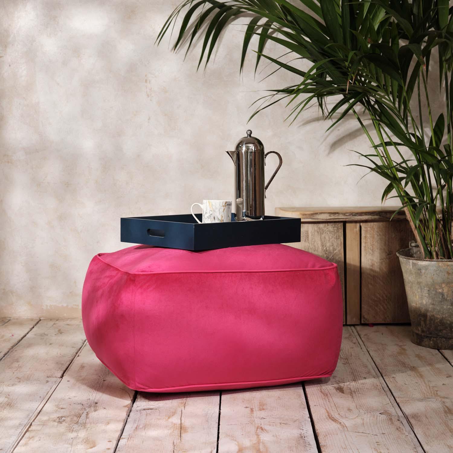 Sugar Cube Pouffe Hot Pink Piped - Art Cushion - Handmade Cushions UK - WeLoveCushions