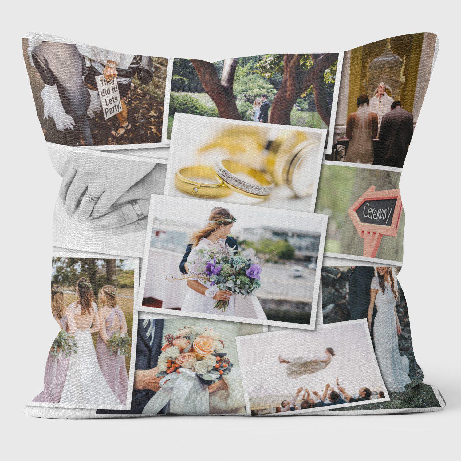 Wedding Photo Montage Collage Cushion Bespoke Layout Service - Luxury Photo Gift - Handmade Cushions UK - WeLoveCushions