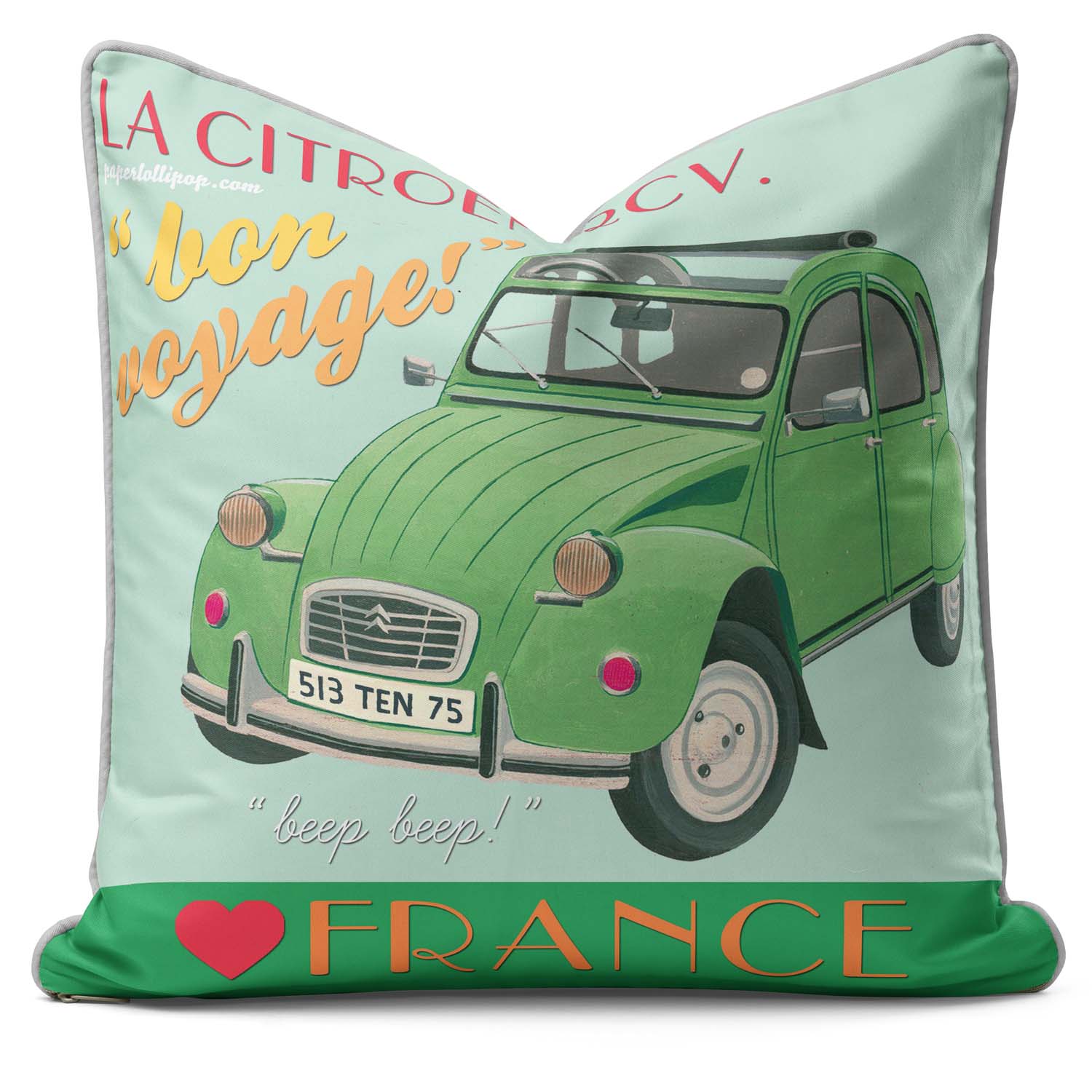 LA Citroen 2CV Bon Voyage - British Retro Cushion