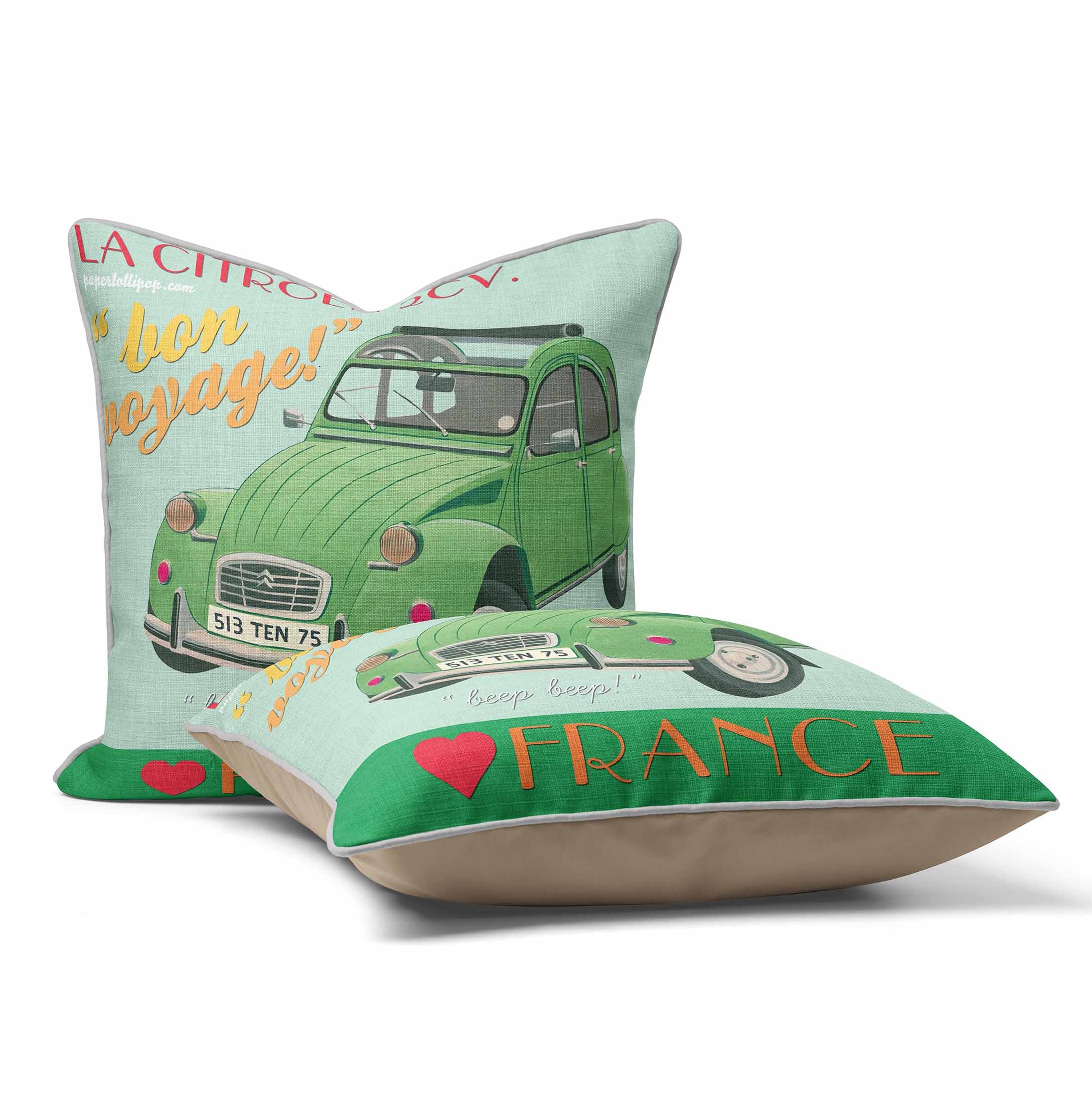 LA Citroen 2CV Bon Voyage - British Retro Cushion