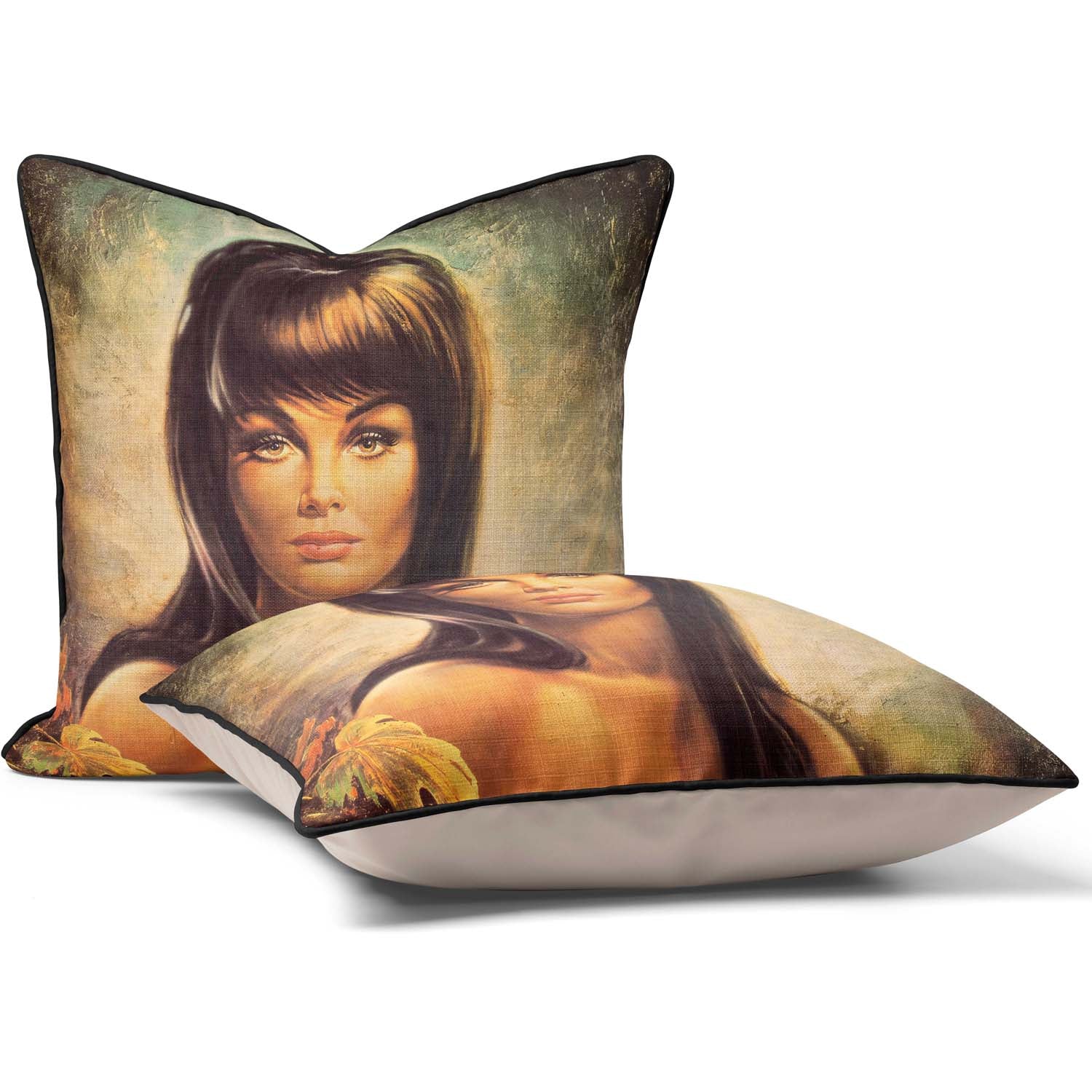 JH Lynch - Leaf Girl - Kitsch 1960's Art Cushion