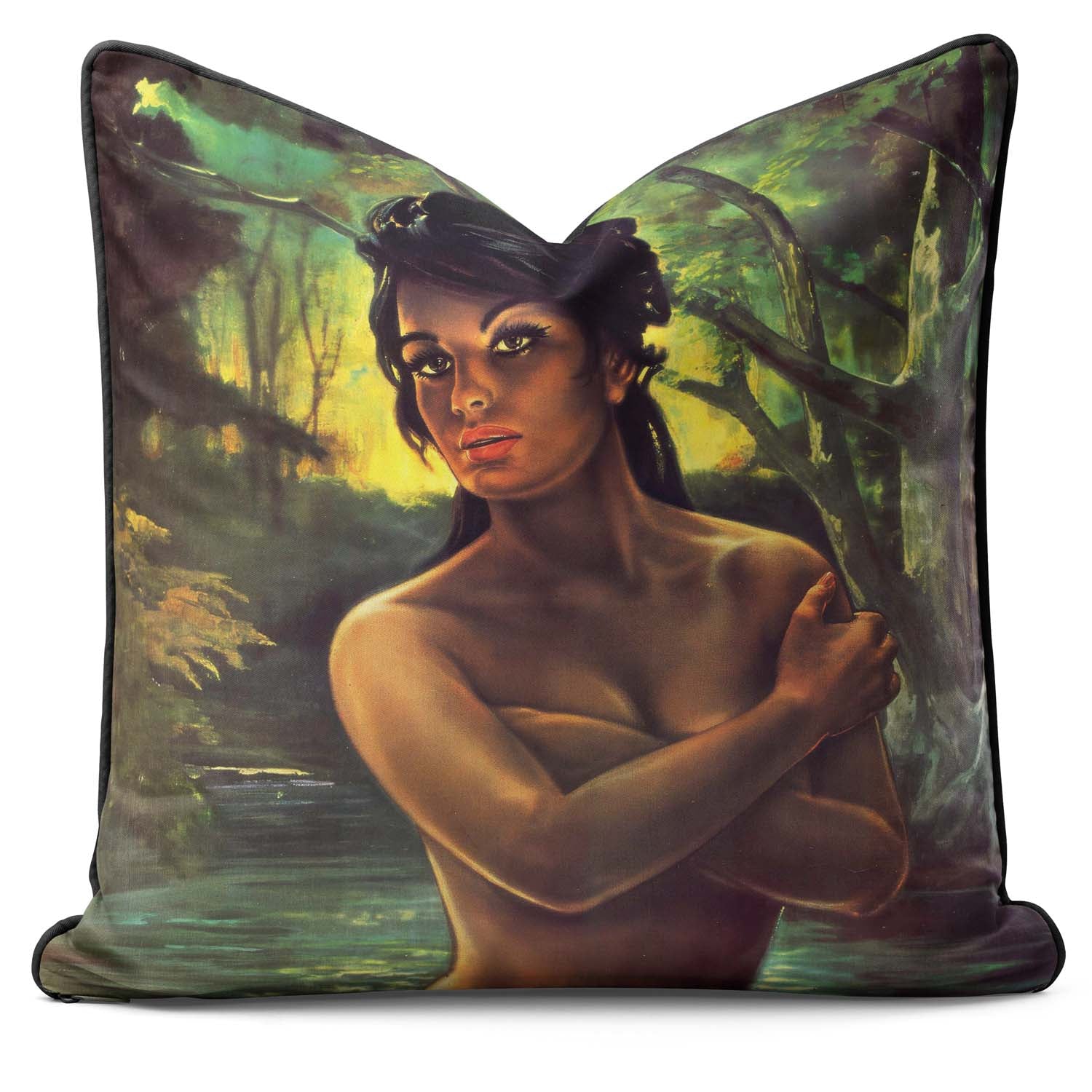JH Lynch - Nymph - Kitsch 1960's Art Cushion