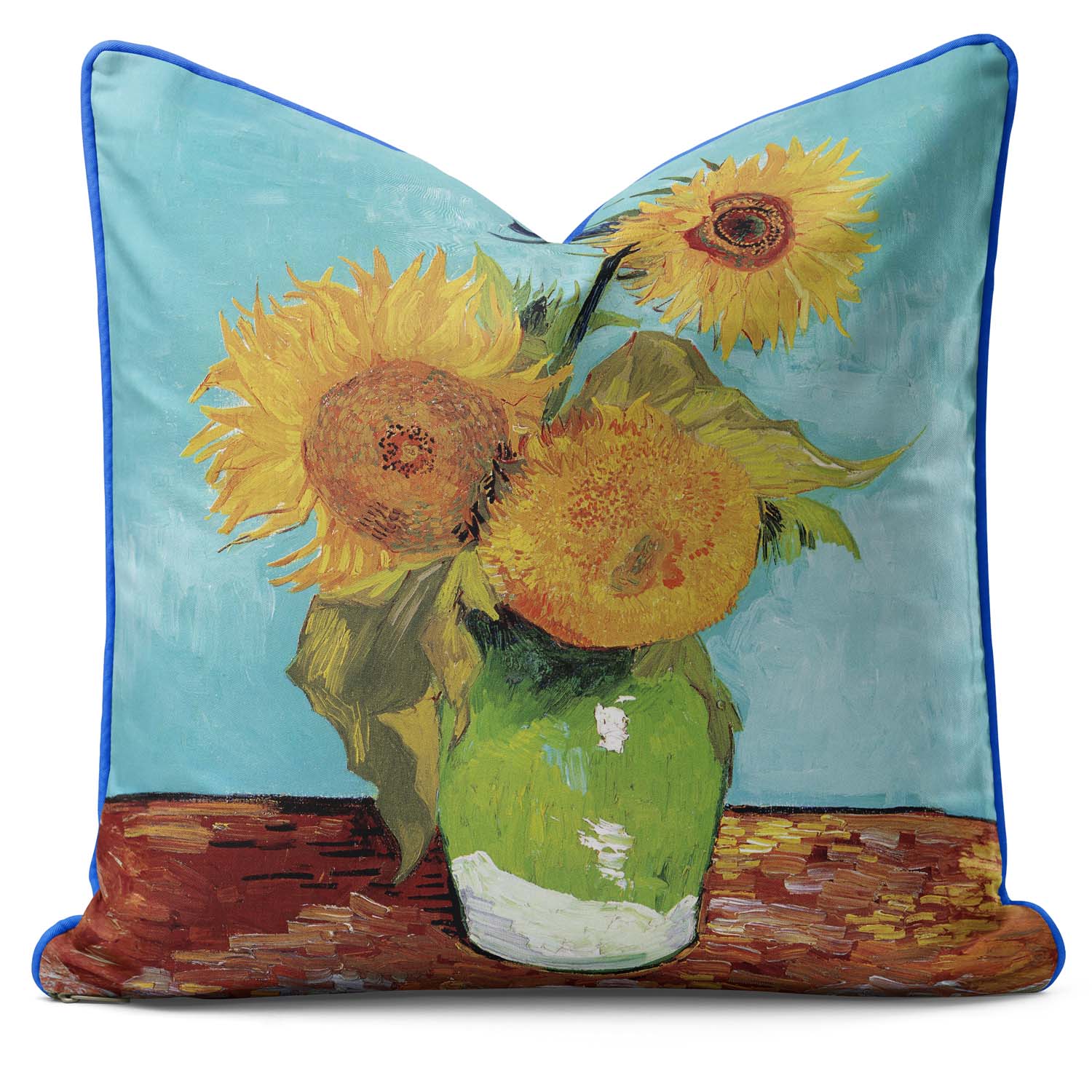 Vase with Three Sunflowers (1888) by Vincent Van Gogh - Cushion