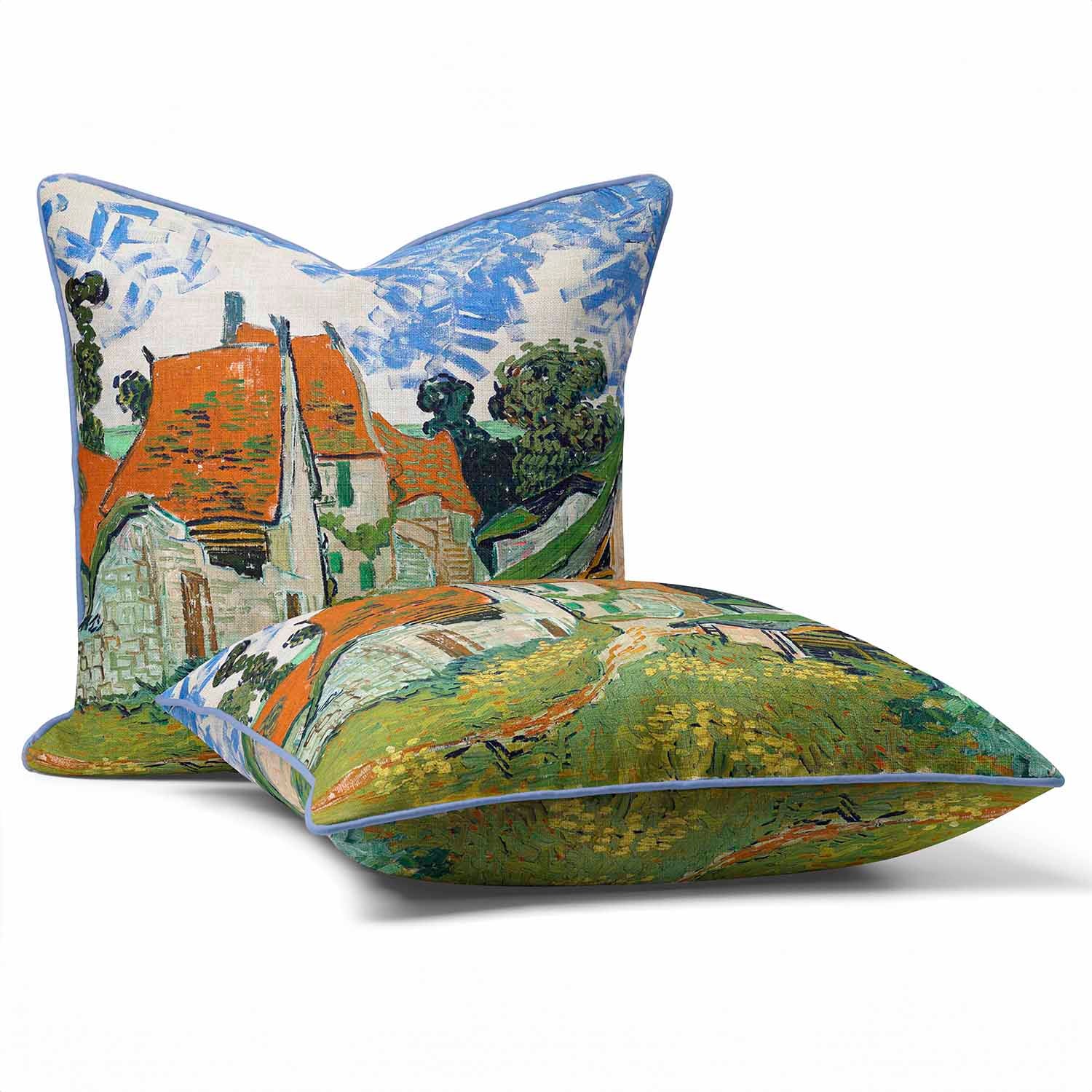 Street in Auvers-sur-Oise (1890)  by Vincent Van Gogh - Cushion