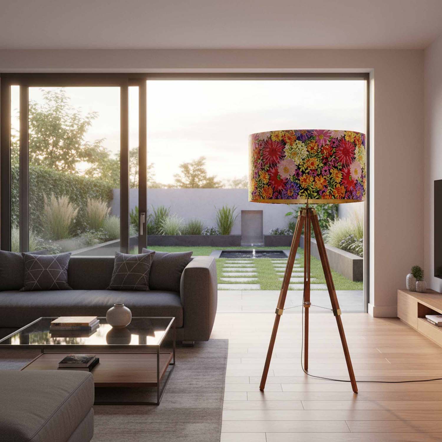 Daisies Floral Explosion -Funky Floral Art Print Lampshade