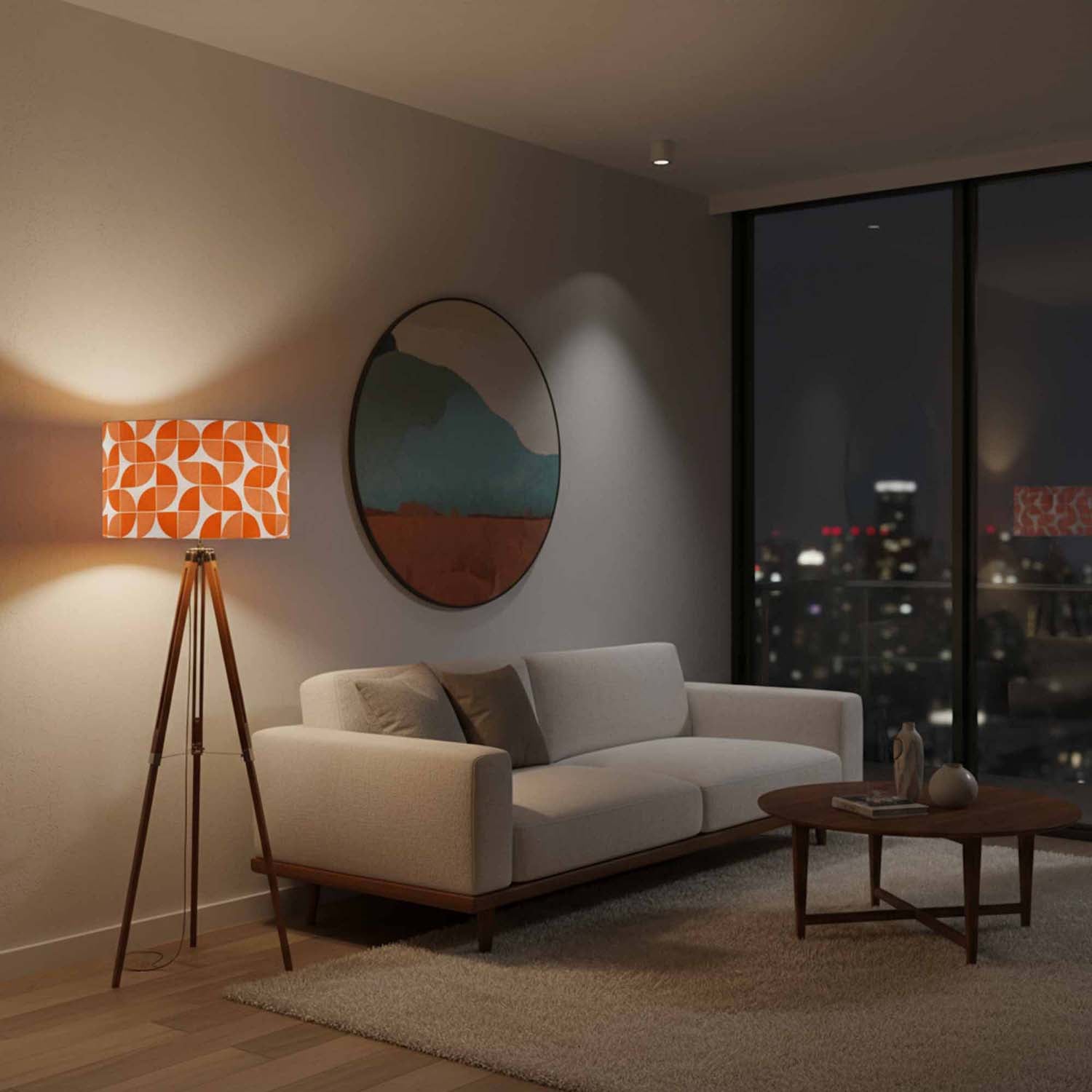 Orange Quarters Geometric Design - Lampshade