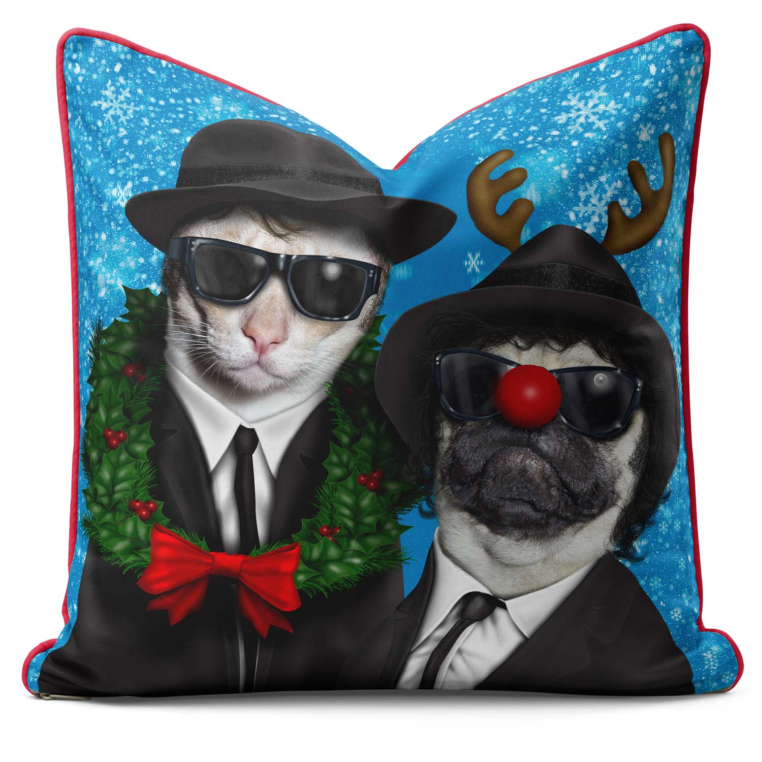 Christmas Brothers Blue - Pets Rock Cushion