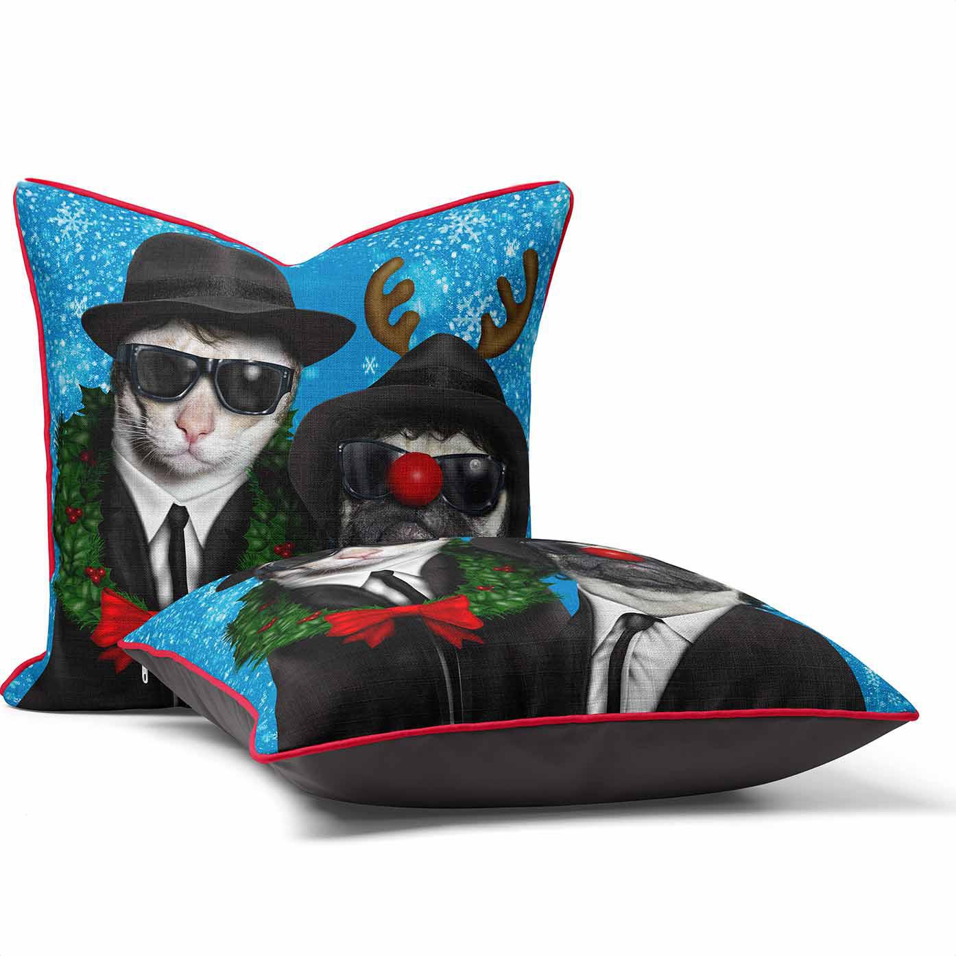 Christmas Brothers Blue - Pets Rock Cushion