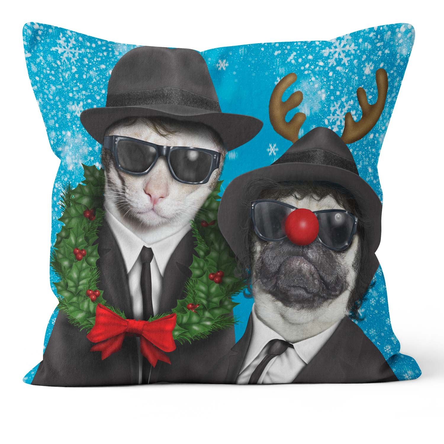 Christmas Brothers Blue - Pets Rock Cushion