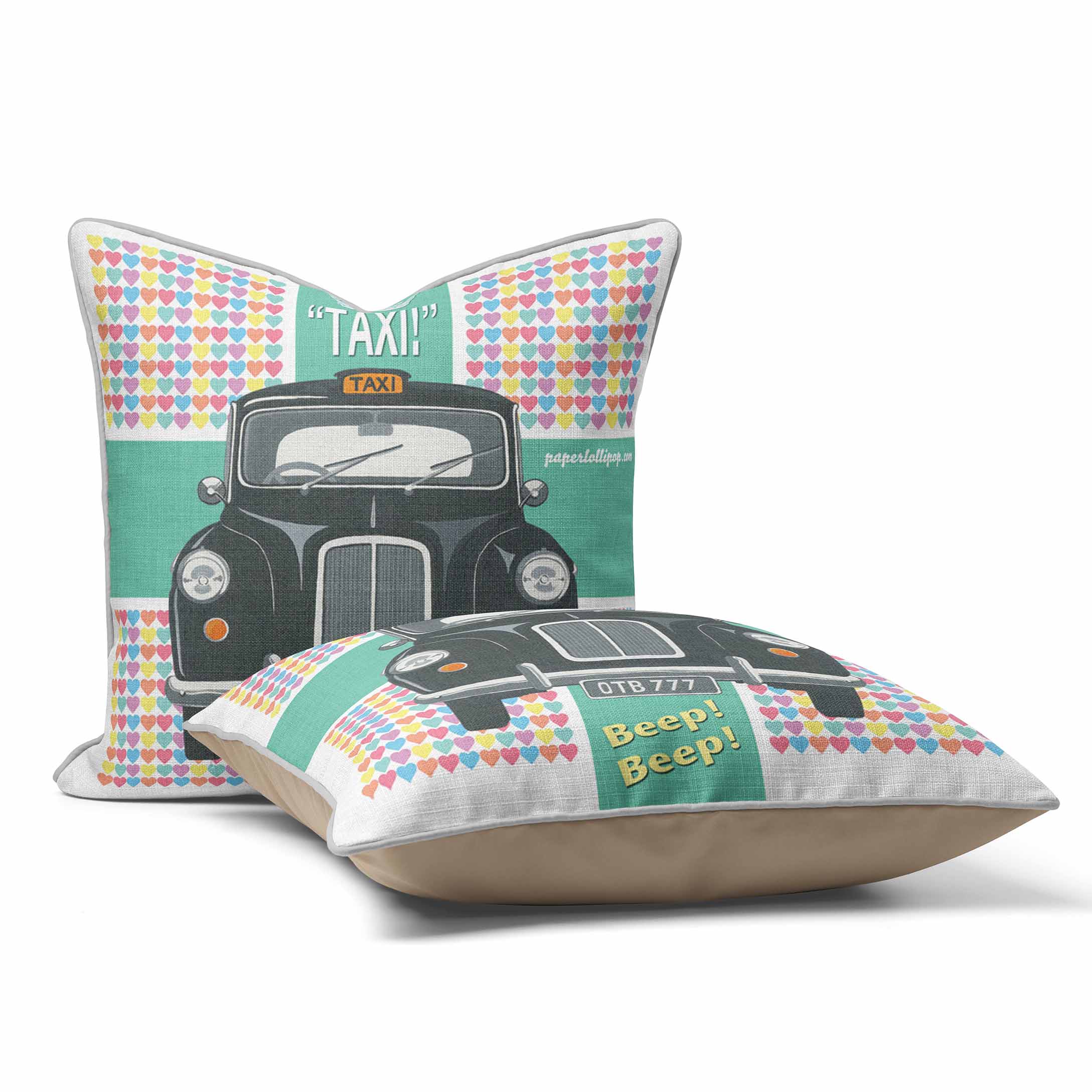 London Taxi Beep Beep! - British Retro Cushion