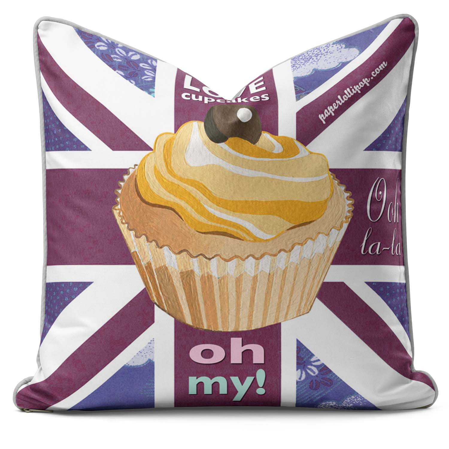 I Love Cupcakes British Flag - British Retro Cushion