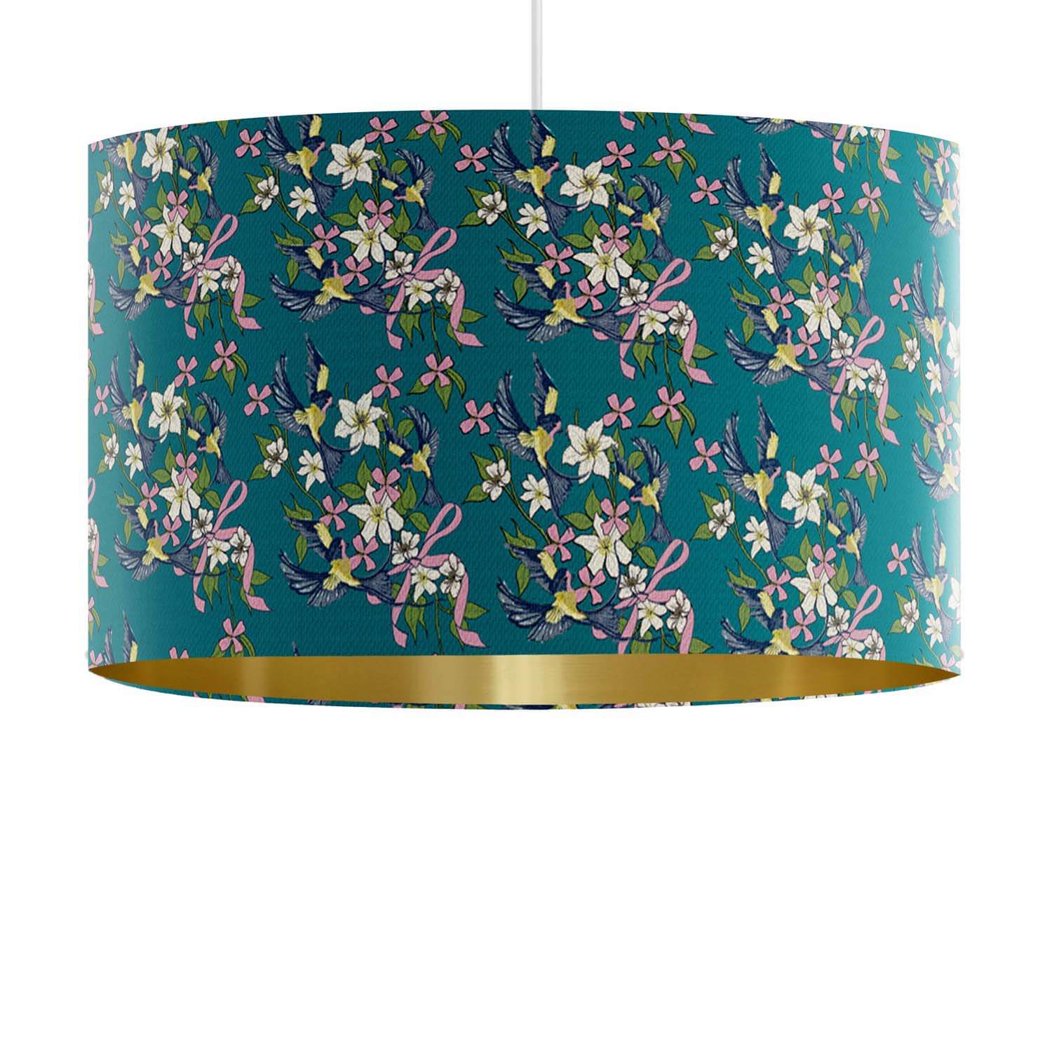 Swallow Bouquet Green - Their Nibs Lampshade