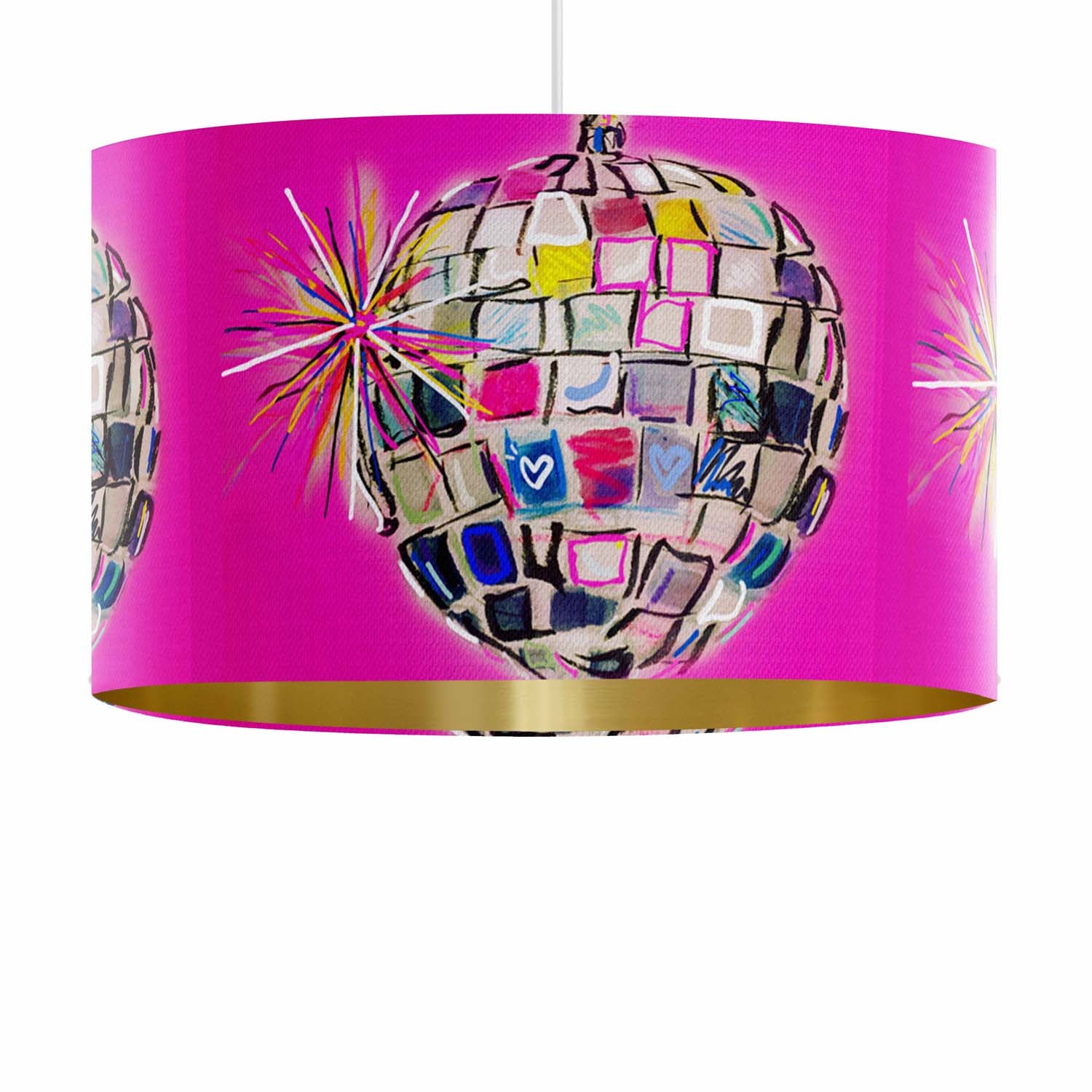 Disco Ball Hot Pink - Art Lampshade