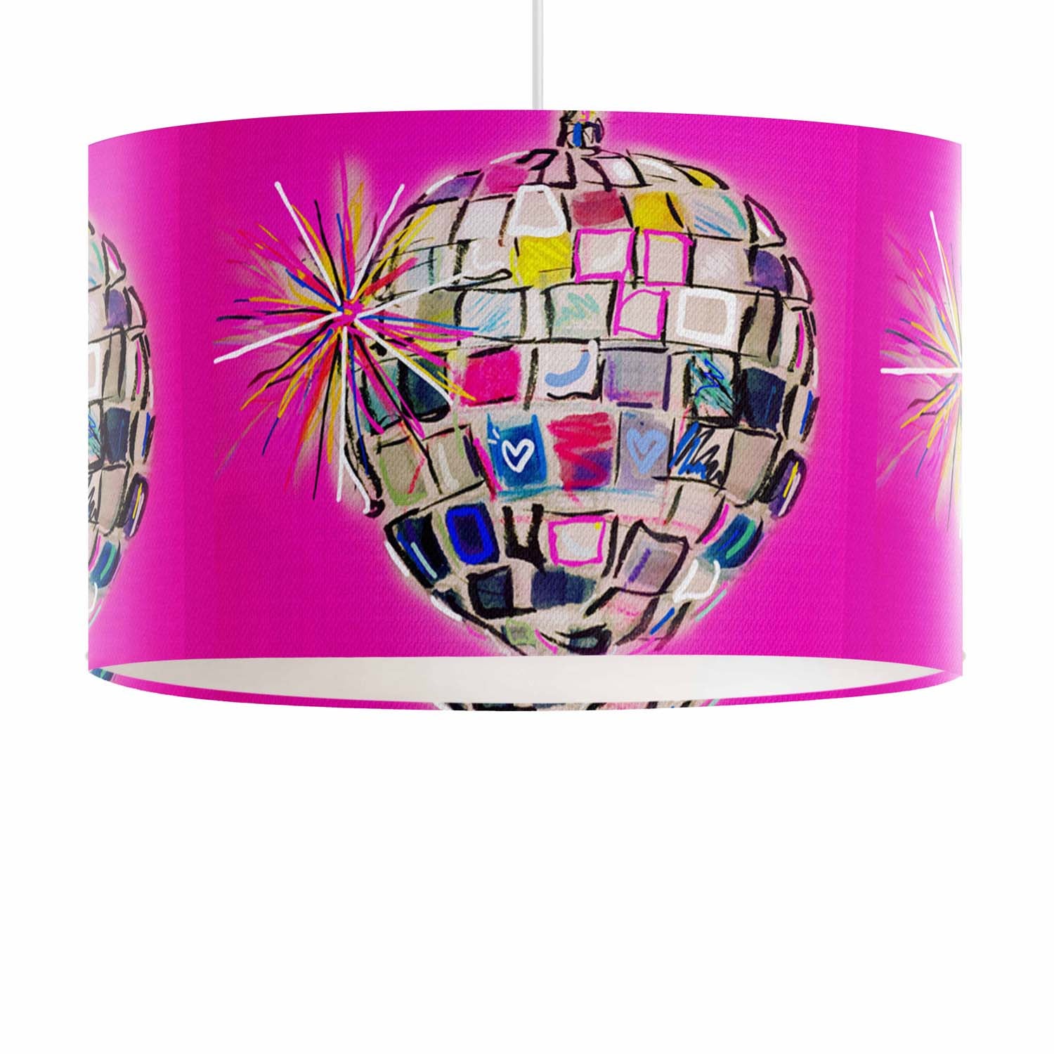 Disco Ball Hot Pink - Art Lampshade