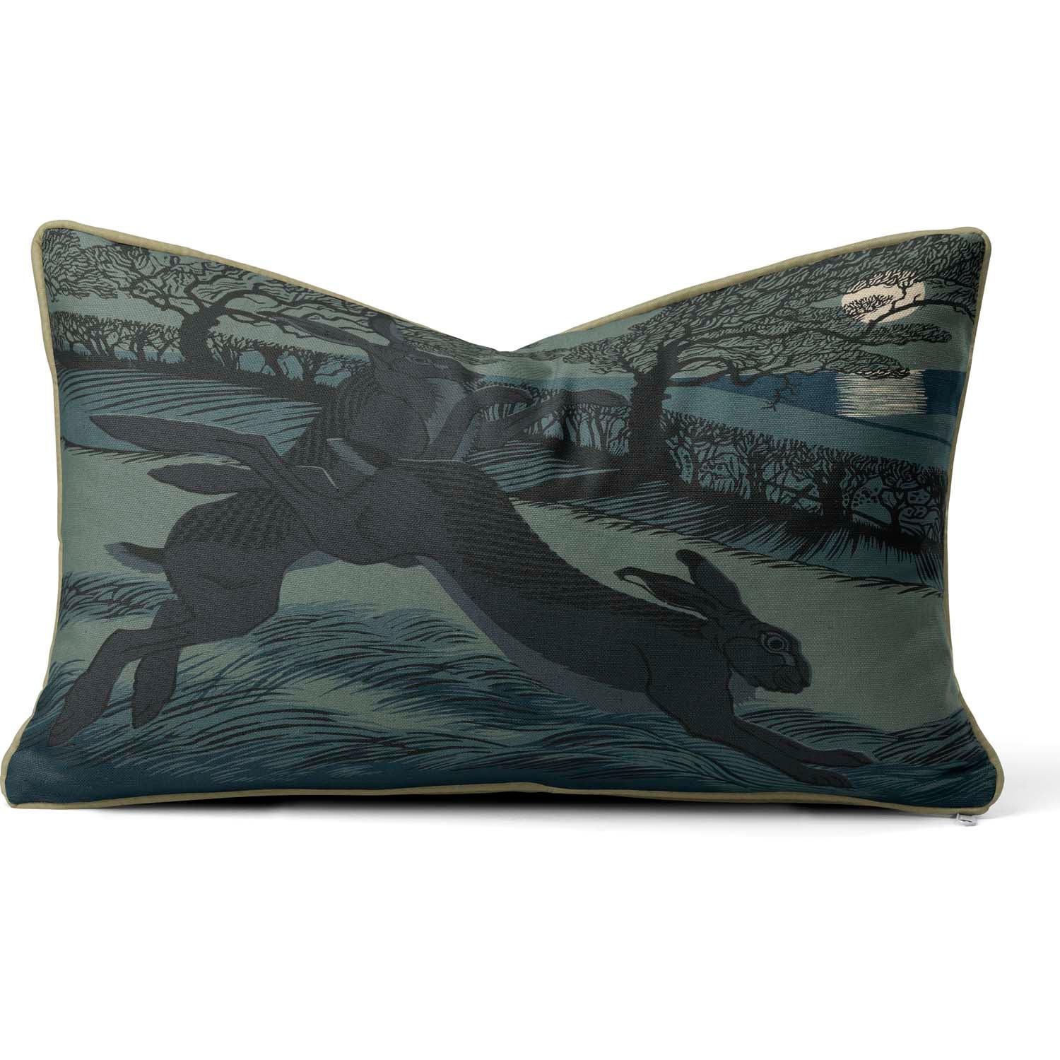 March Moonlight - Boxing Hares - Robert Gillmor Cushion