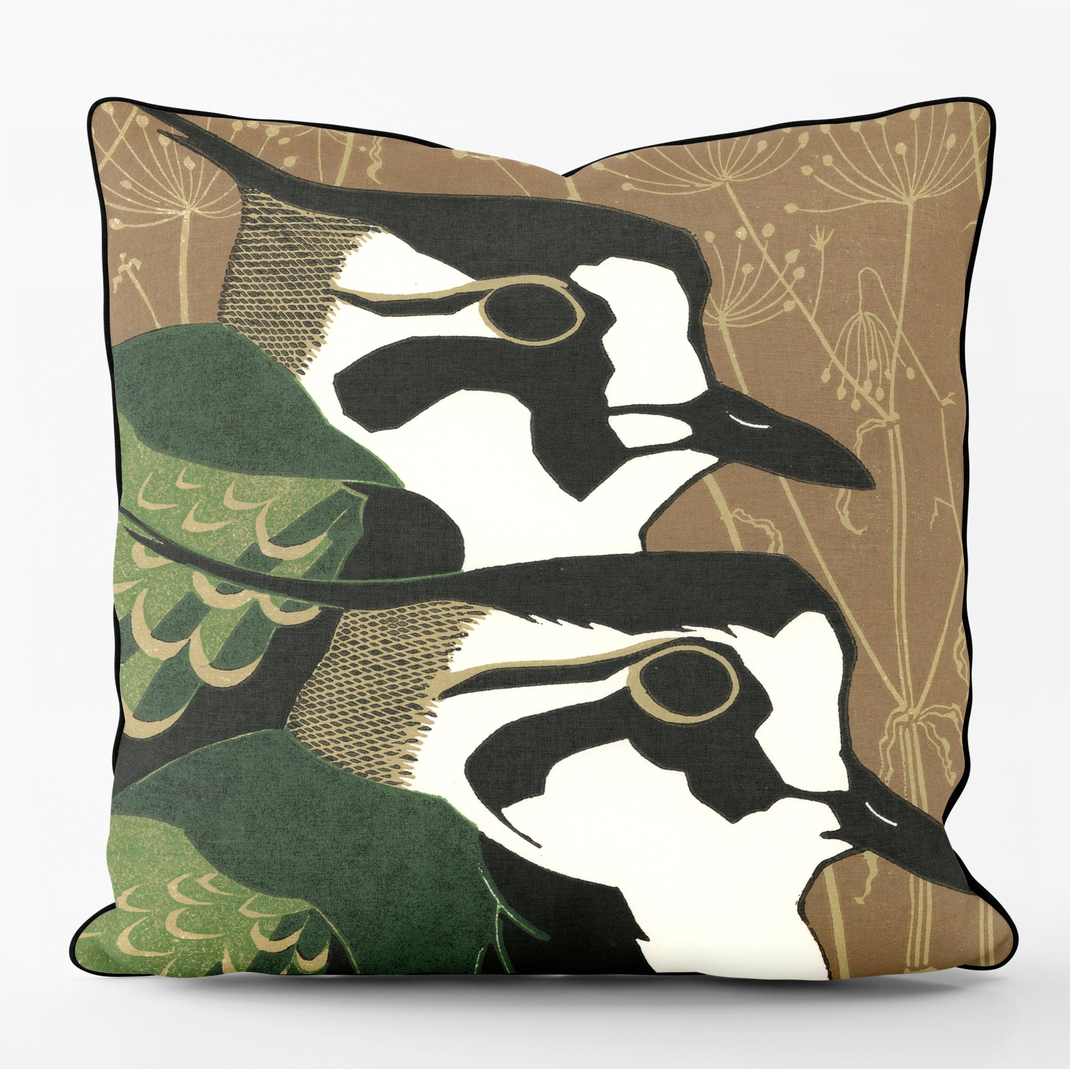 Green Plovers - Lapwings - Bittern - Robert Gillmor Outdoor Cushion