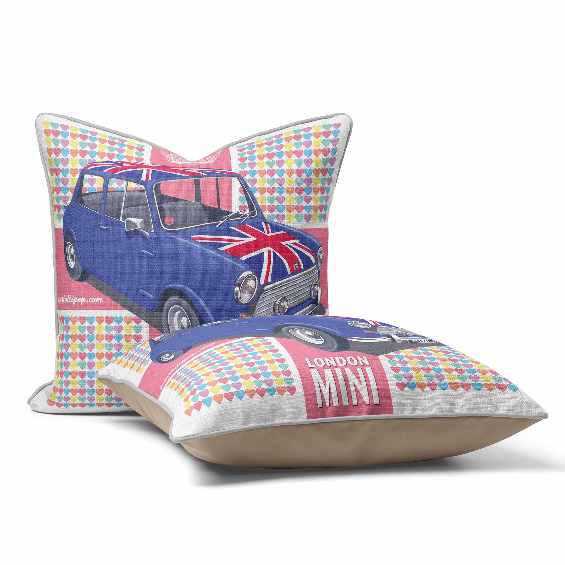 London Mini Car - British Retro Cushion