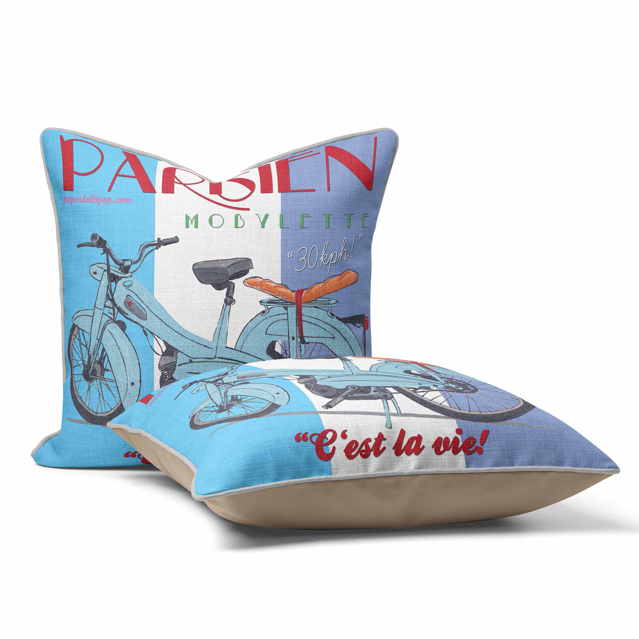 Mobylette Parisien - French Retro Cushion