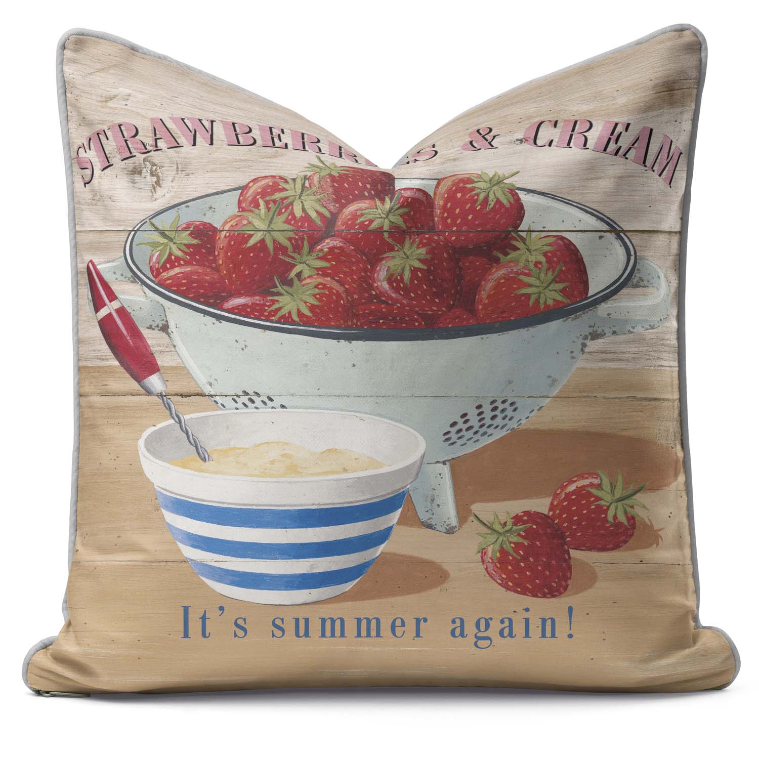 Strawberries & Cream Its Summer - Martin Wiscombe Cushion