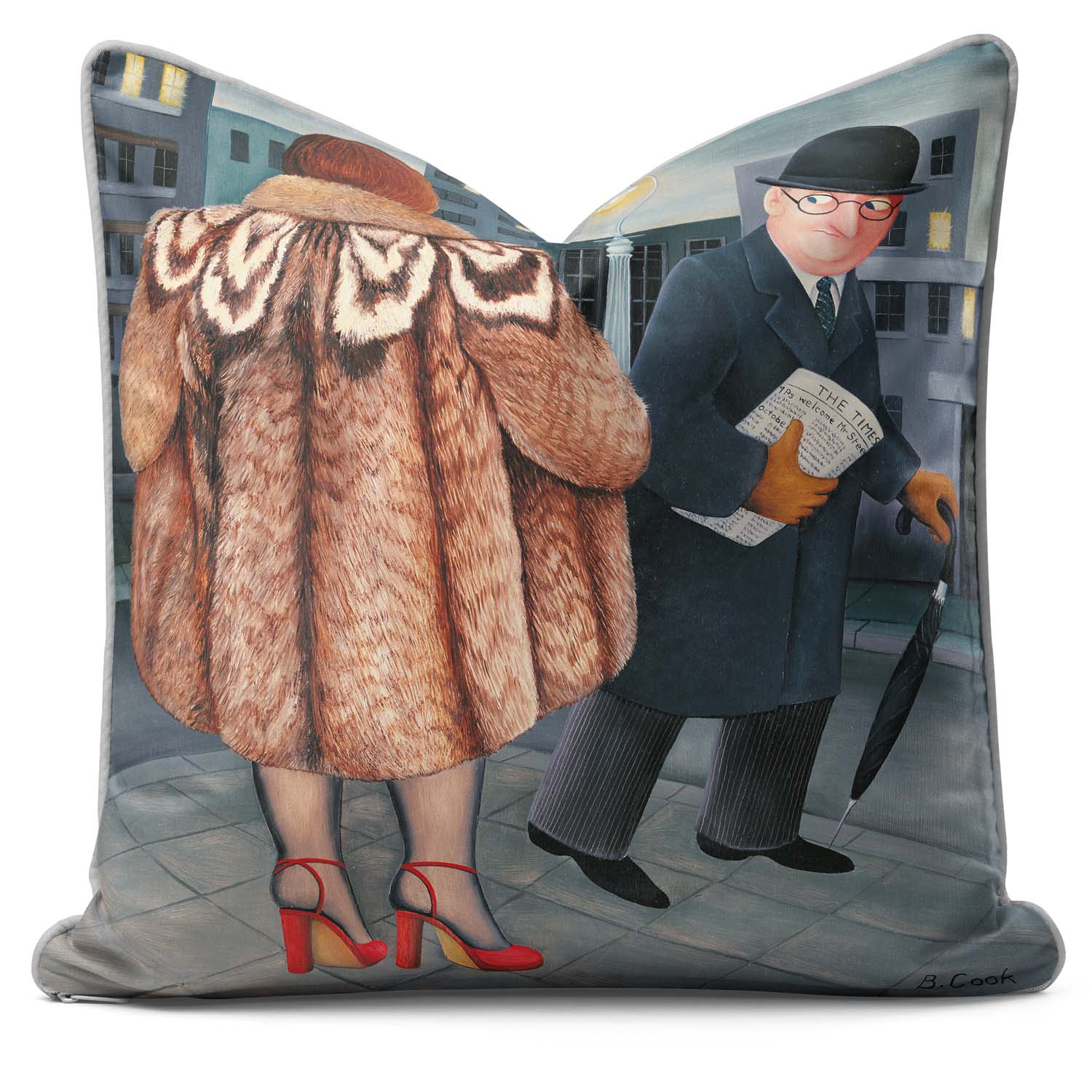 My Fur Coat - Beryl Cook Cushion
