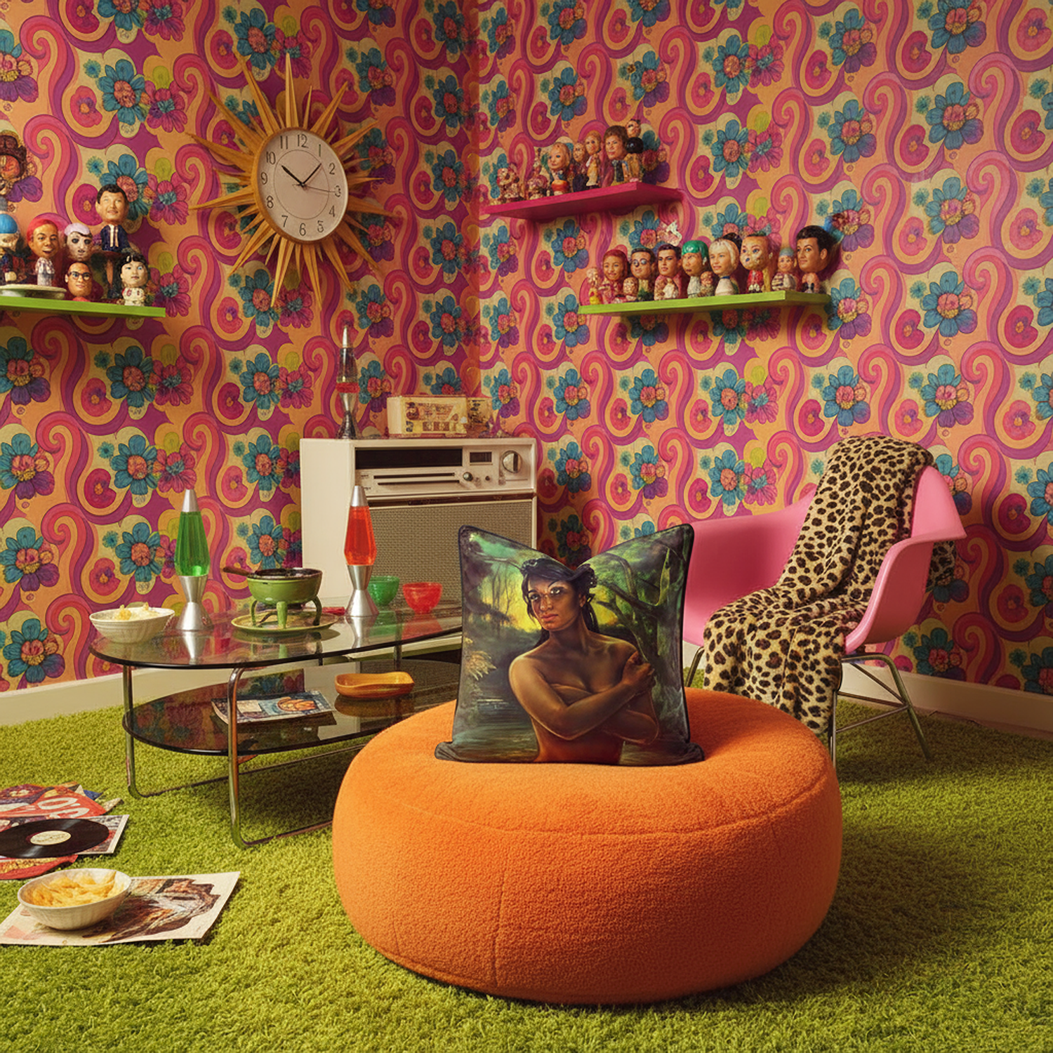 JH Lynch - Nymph - Kitsch 1960's Art Cushion