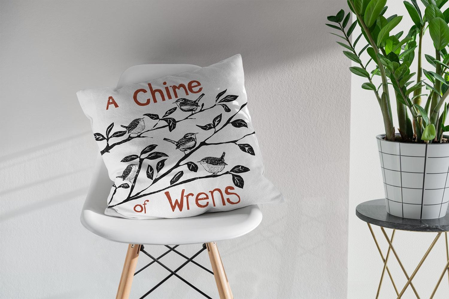 Chime of Wrens - Collective Noun Cushion