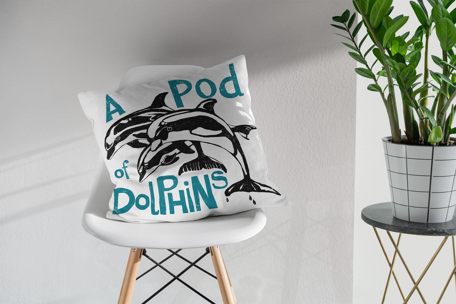 Pod of Dolphins - Collective Noun Cushion