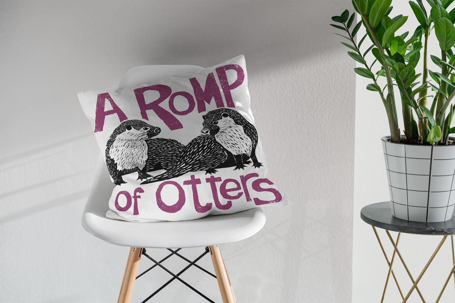 Romp of Otters - Collective Noun Cushion