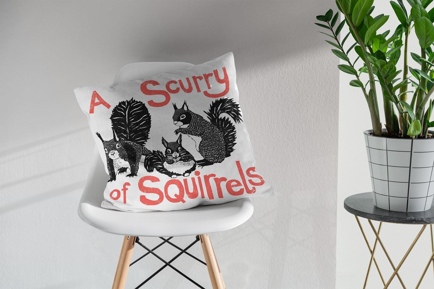 Scurry of Squirrels - Collective Noun Cushion