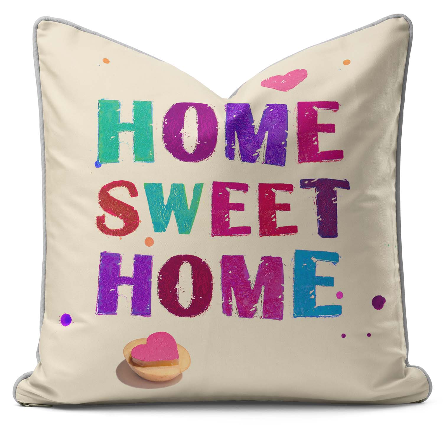 Home Sweet Home Potato Print - British Retro Cushion