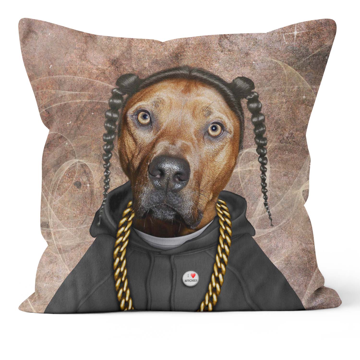 Rap (on brown) - Pets Rock Cushion