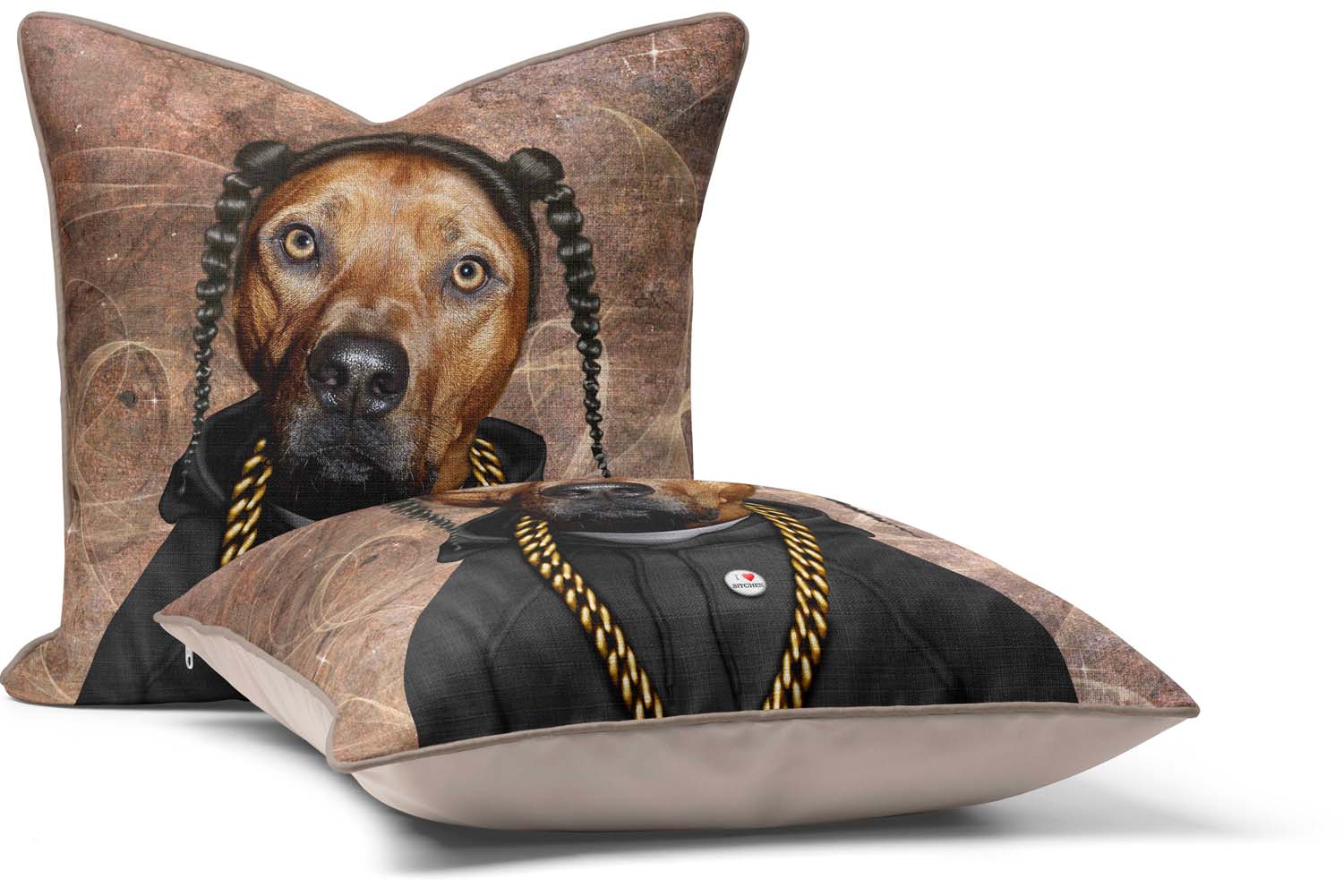 Rap (on brown) - Pets Rock Cushion