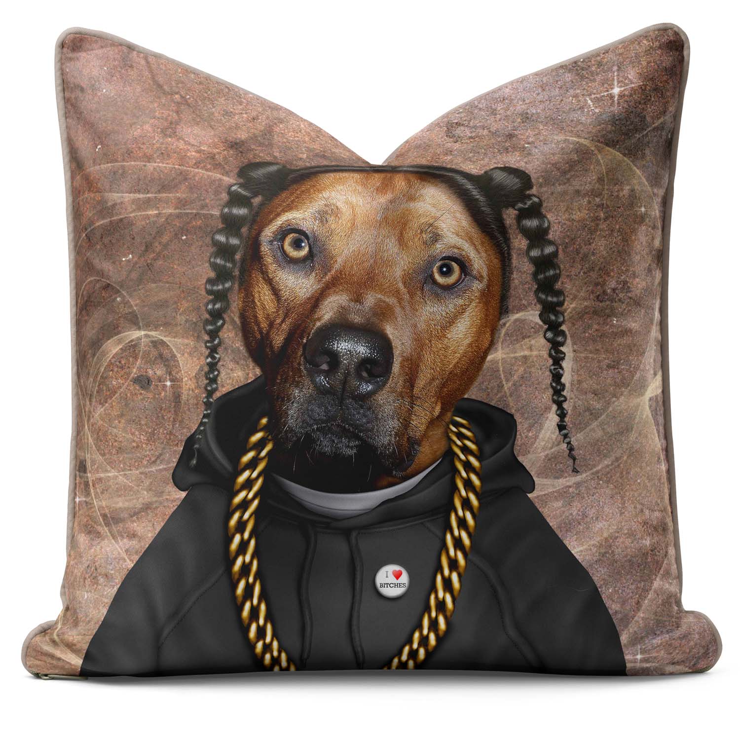 Rap (on brown) - Pets Rock Cushion