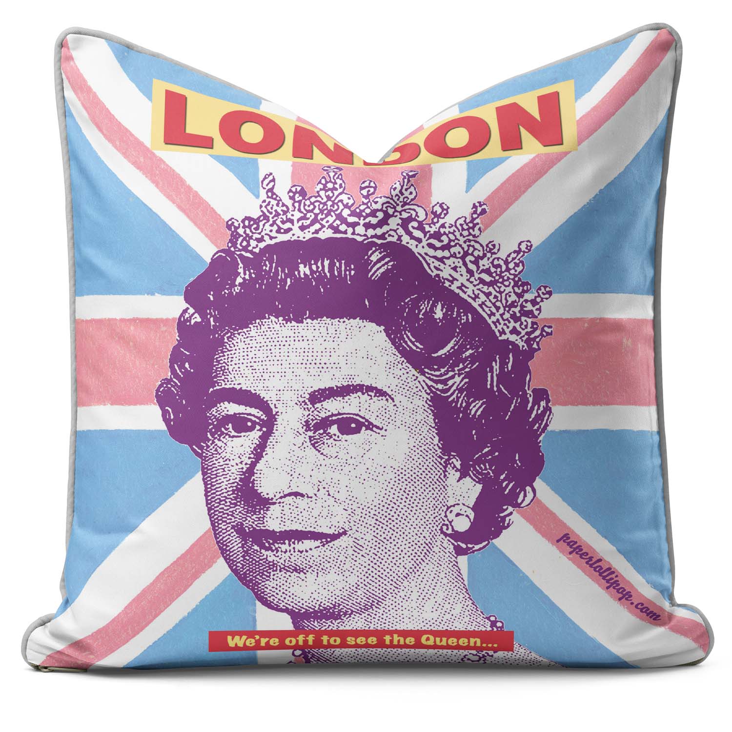 We Are Off To See The Queen British Flag - Best of British Art Print Cushion