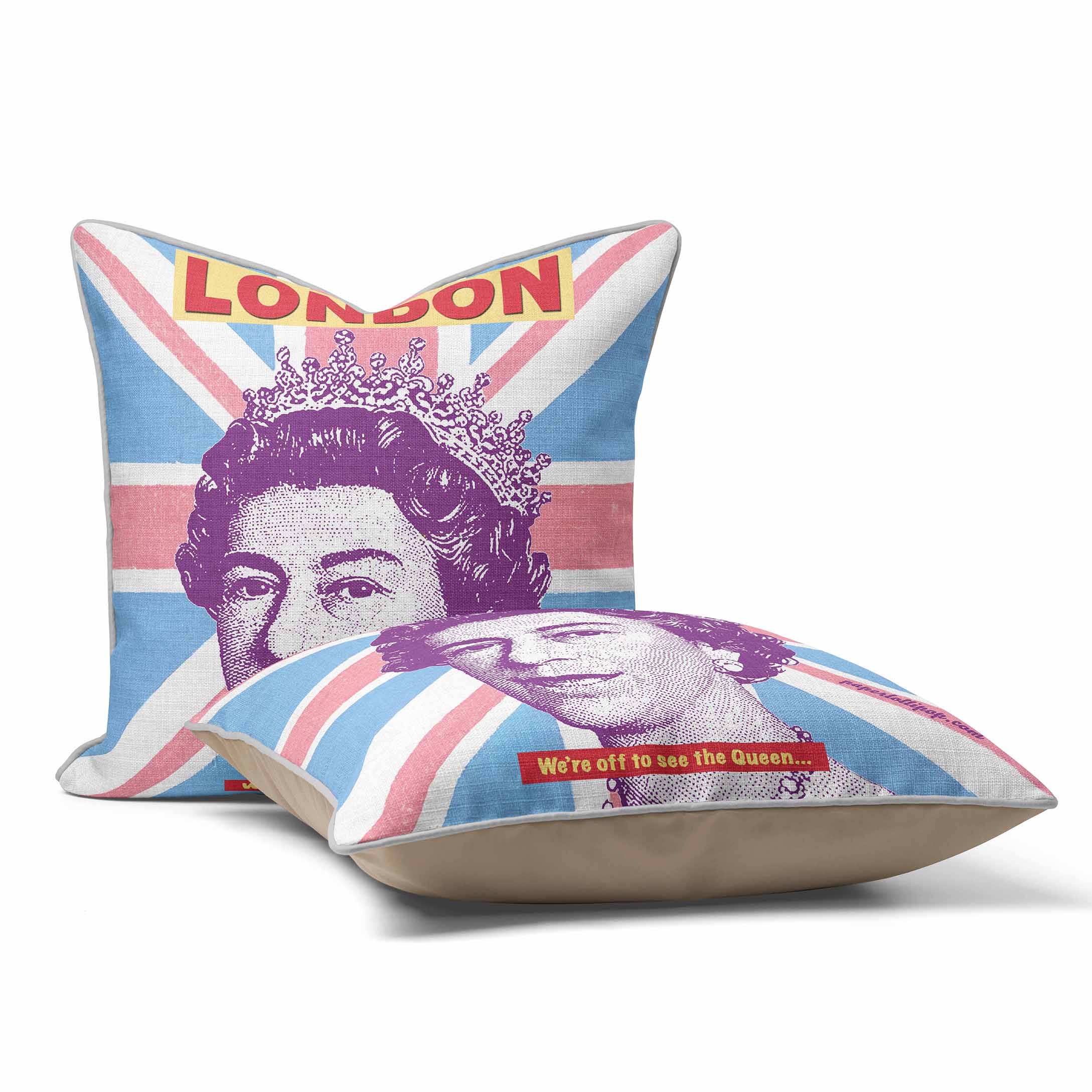 We Are Off To See The Queen British Flag - Best of British Art Print Cushion