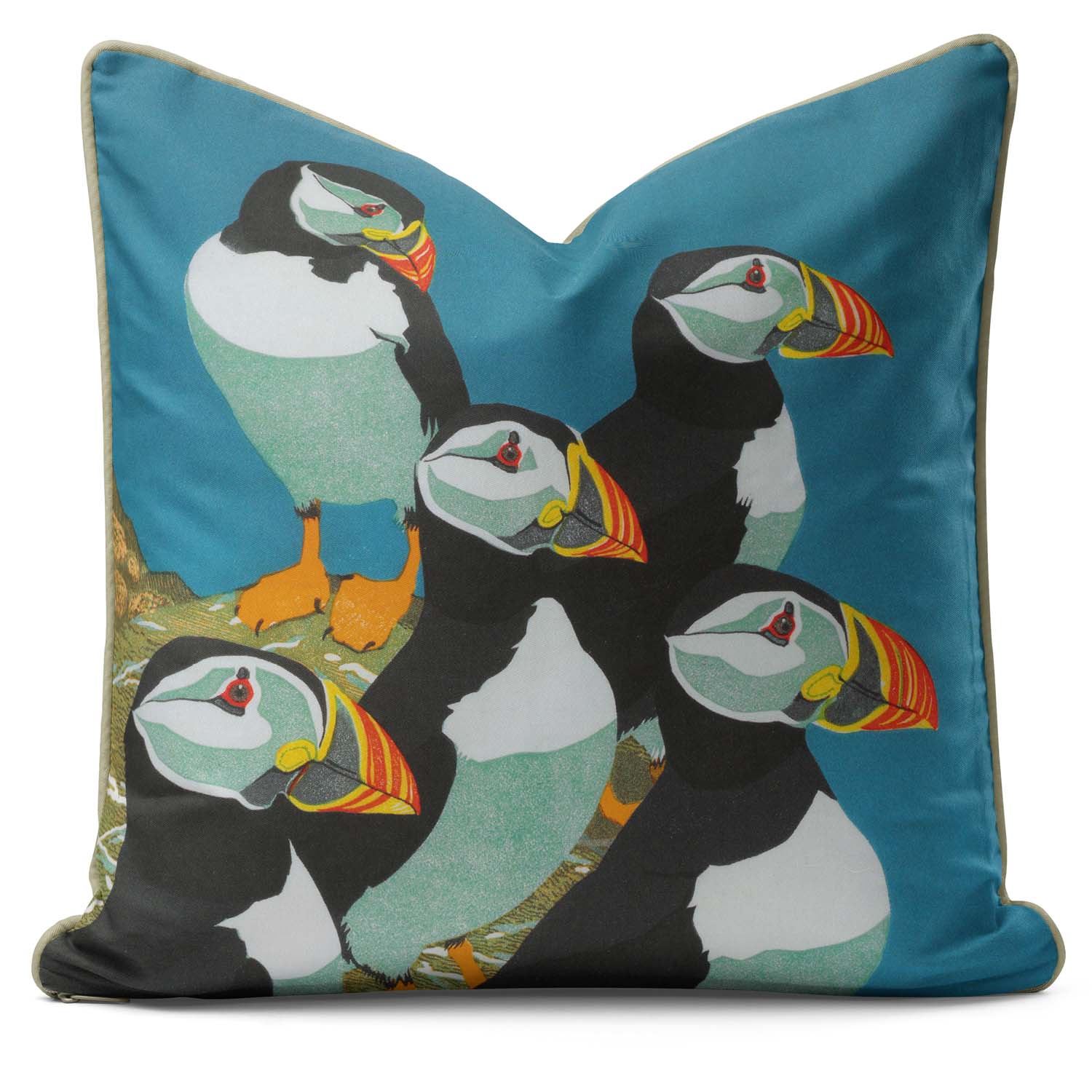 Five Puffins - Robert Gillmor Cushion