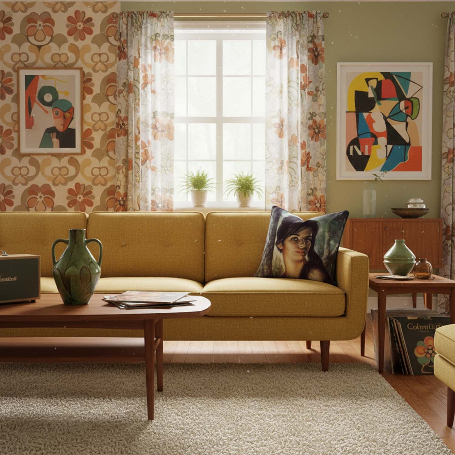 JH Lynch - Tina - Kitsch 1960's Art Cushion