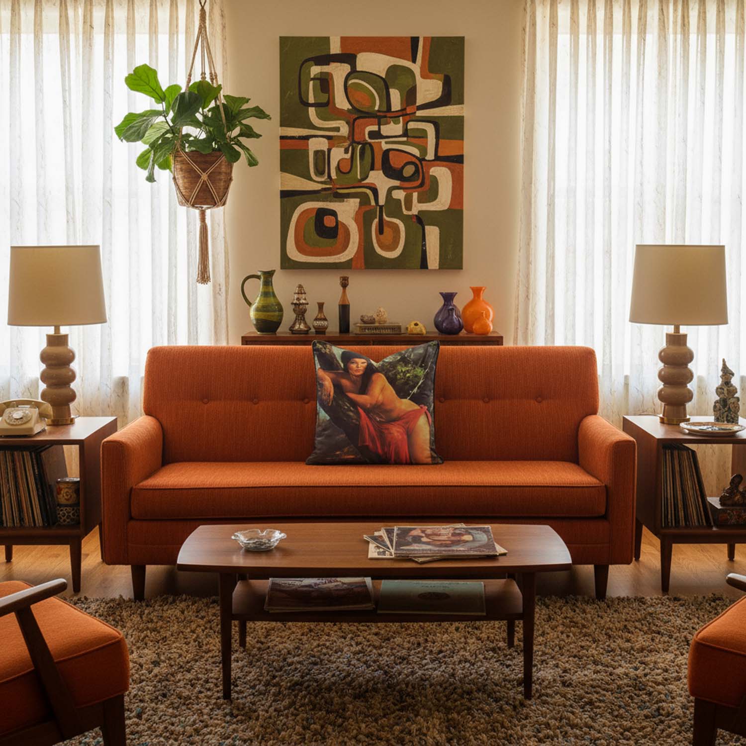 JH Lynch - Tree Woman - Kitsch 1960's Art Cushion