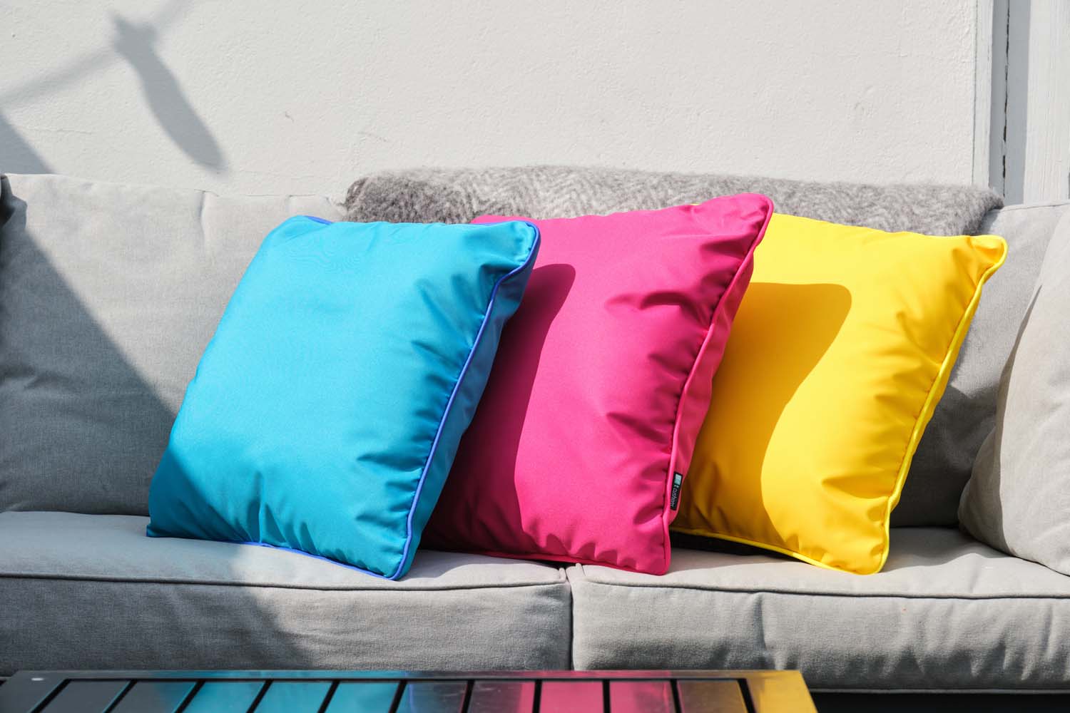 Yellow Block Colour Piped - Outdoor Water-Resistant Cushion