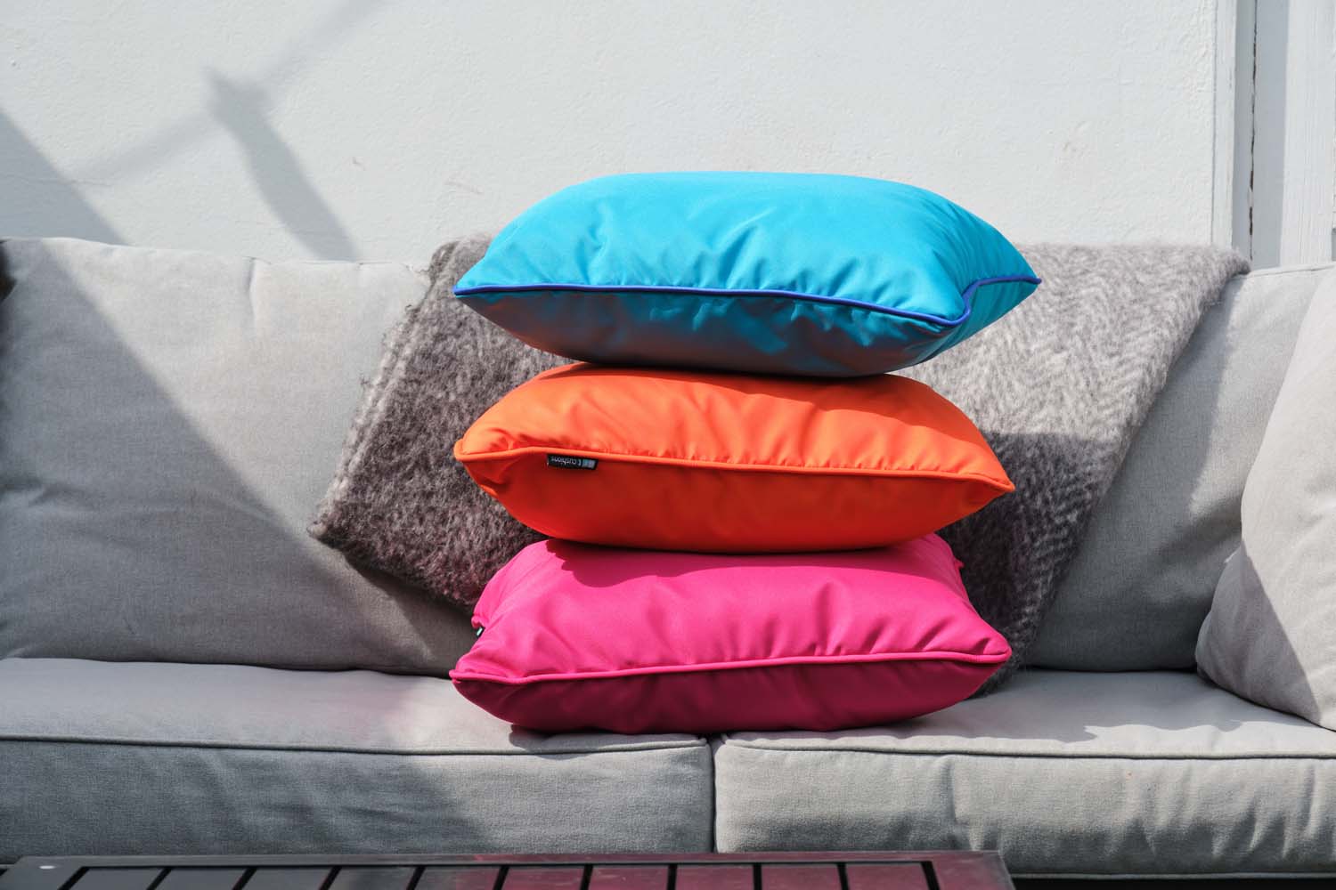 Orange Block Colour Piped - Outdoor Water-Resistant Cushion