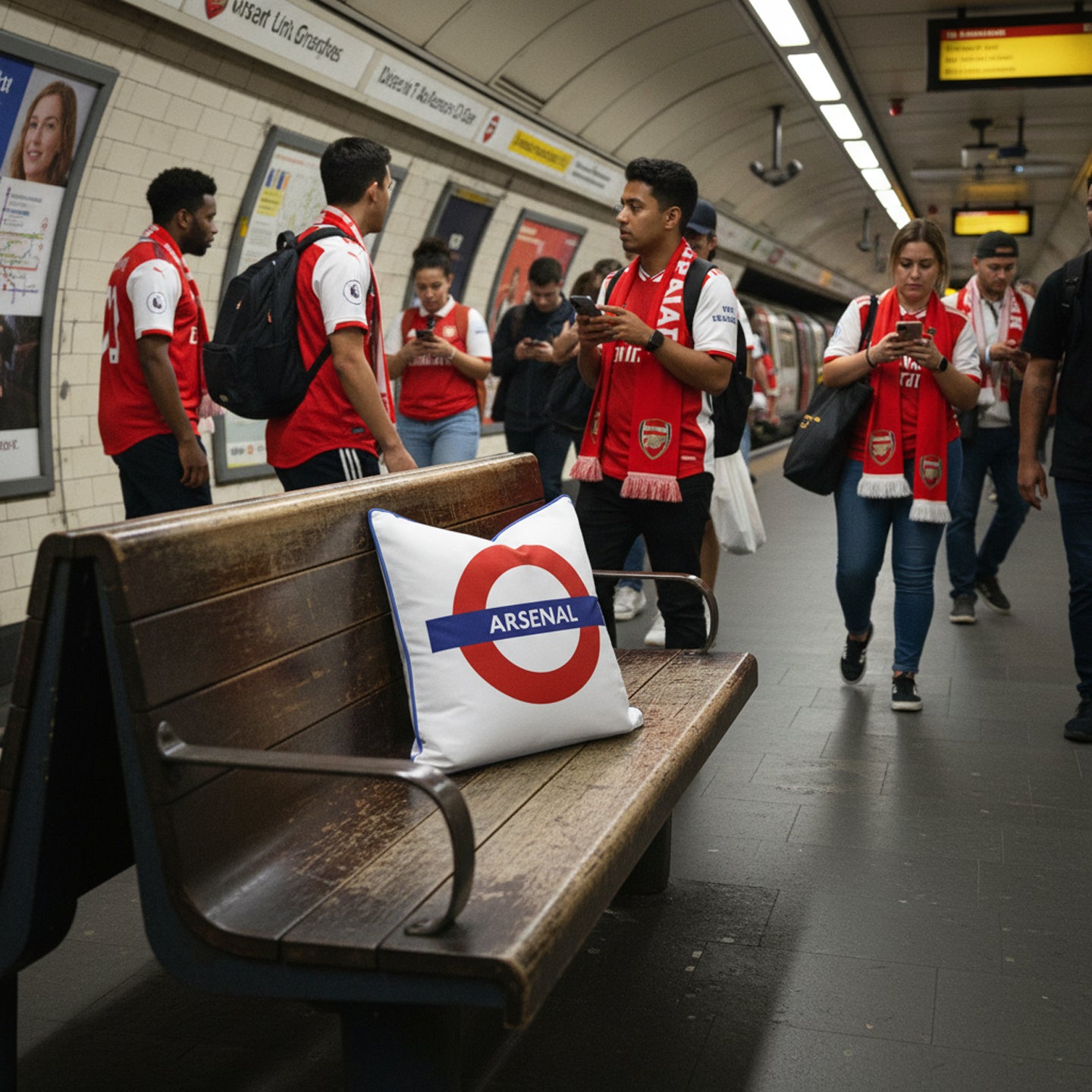 Arsenal Station - London Underground Roundel Cushion
