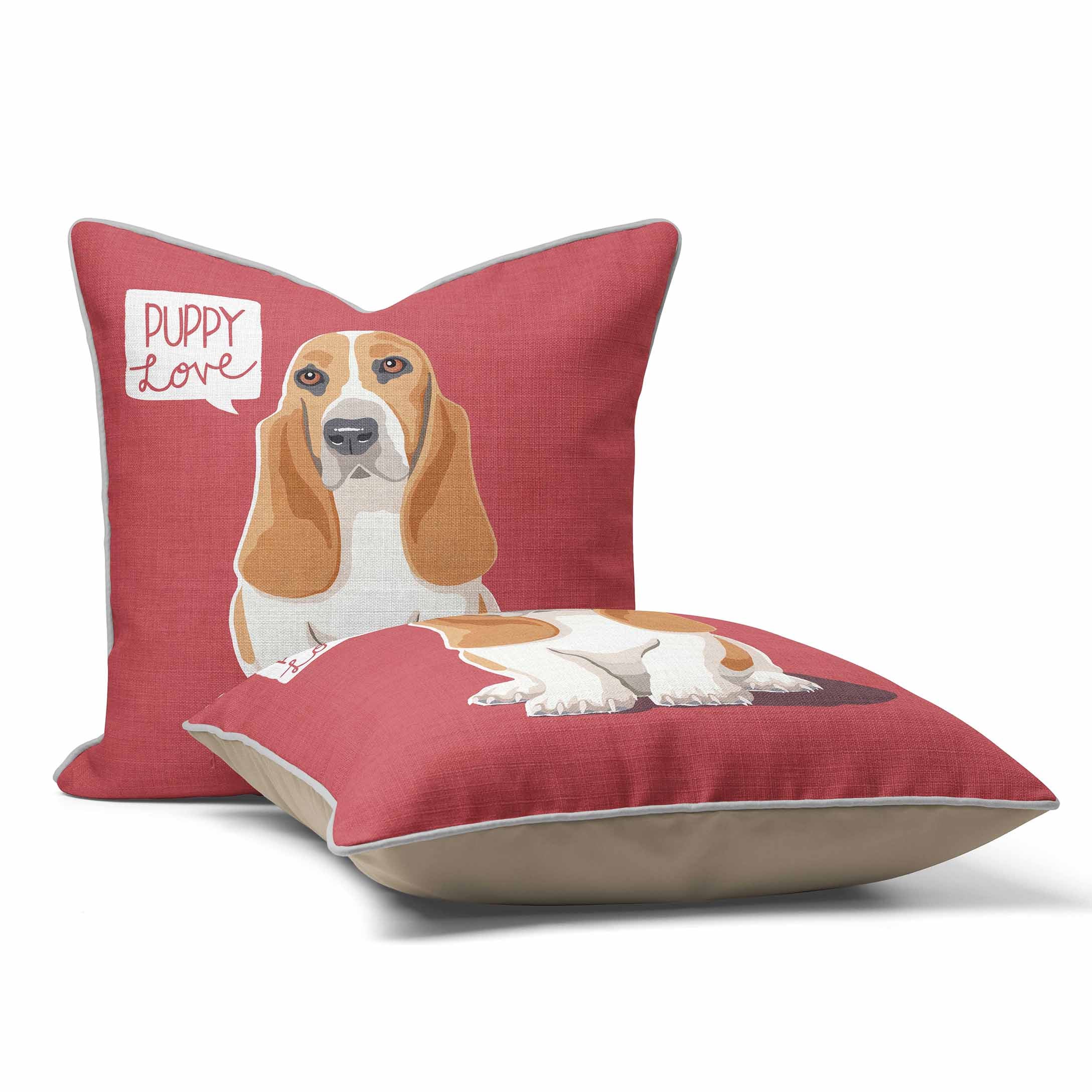 Puppy Love Bassethound  - British Retro Cushion