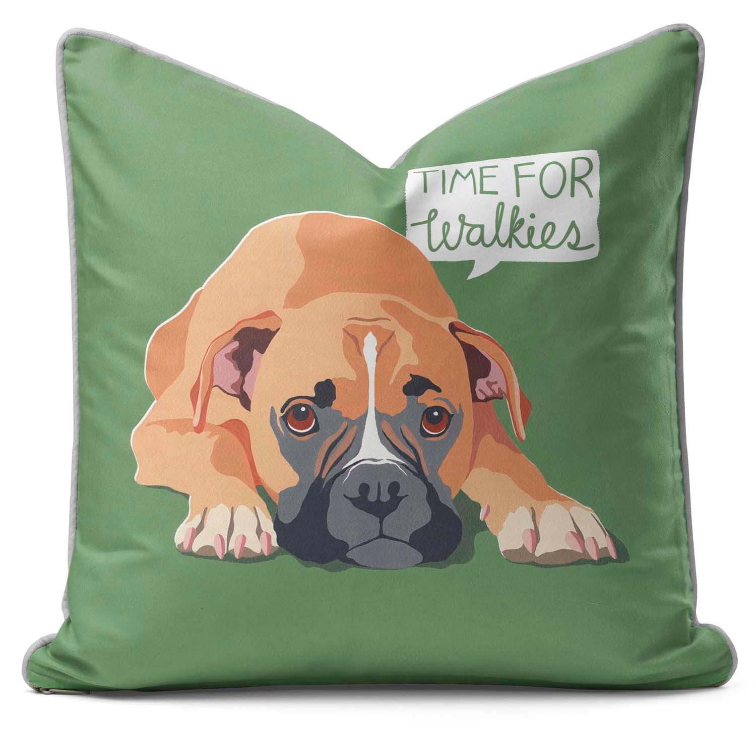 Time For Walkies Boxer  - British Retro Cushion