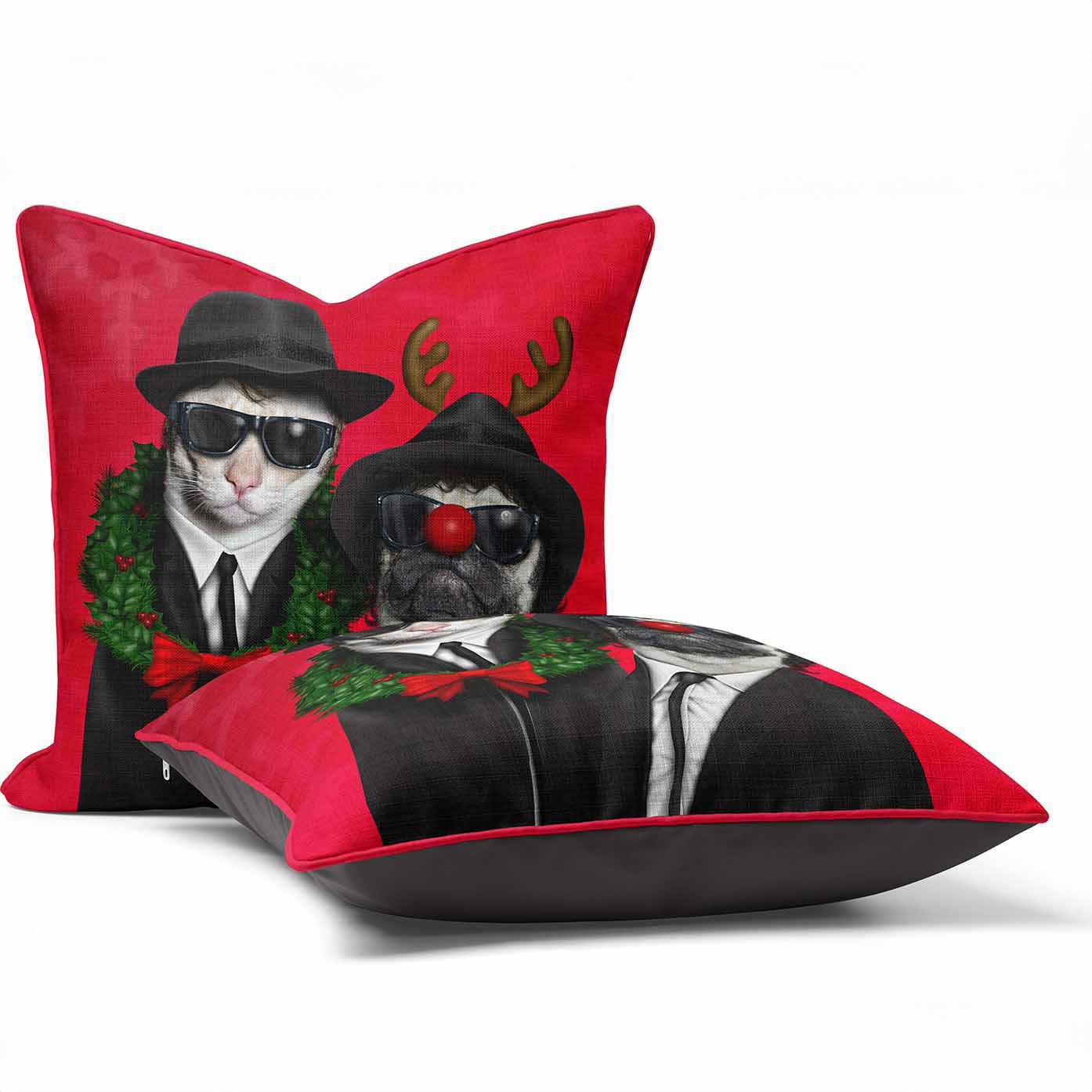 Christmas Brothers Red - Pets Rock Cushion